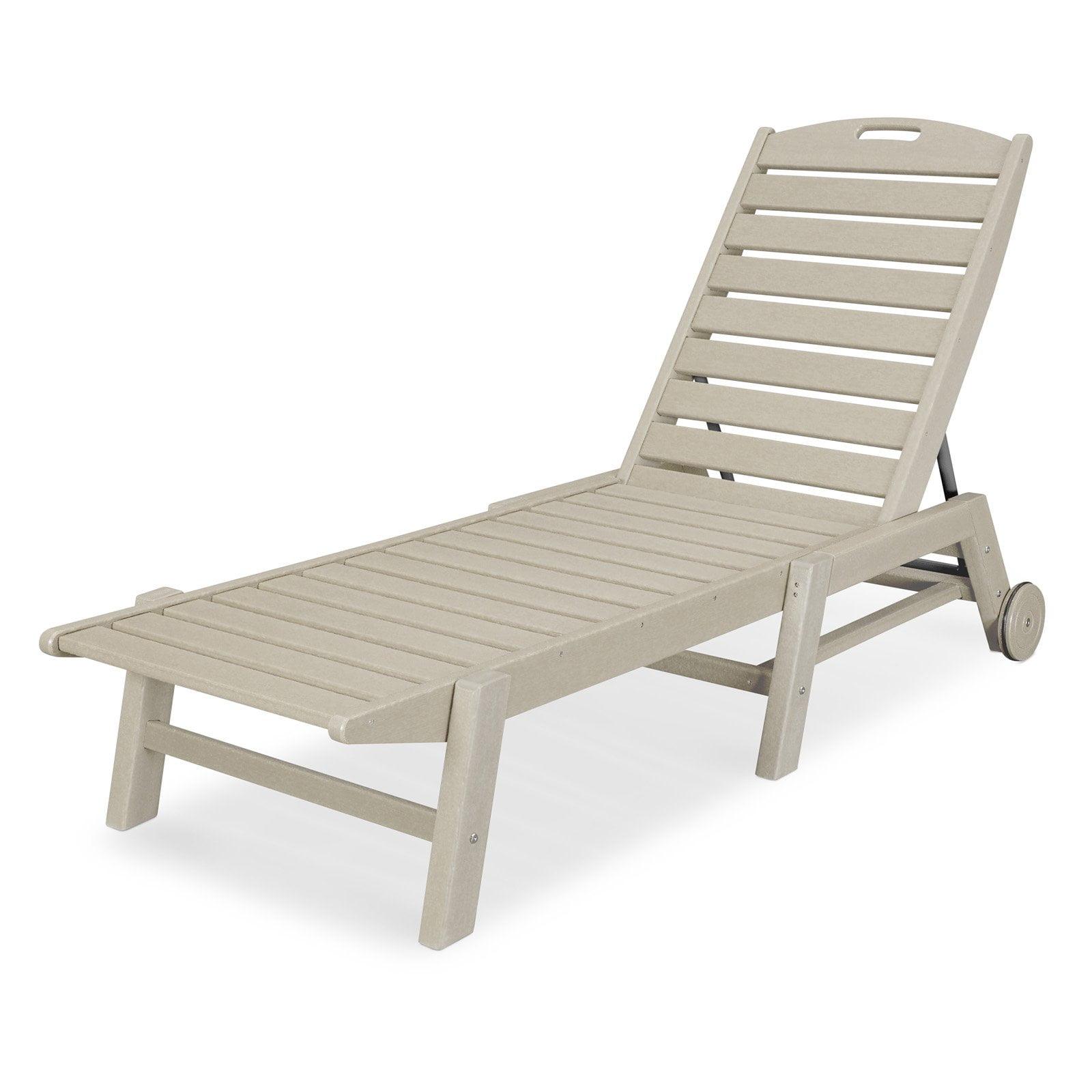Eco-Friendly Sand POLYWOOD Nautical Chaise Lounge with Wheels