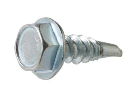 #8 x 1 in. Hex Head Silver Carbon Steel Sheet Metal Screws (100-Pack)