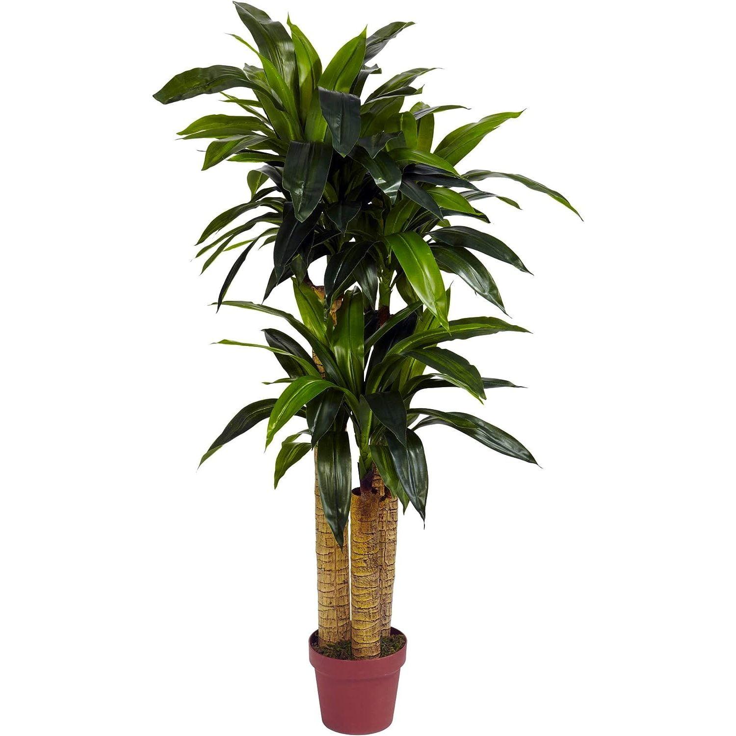 Lifelike Dracaena Silk Plant Arrangement with LED Lights - 50" Tall