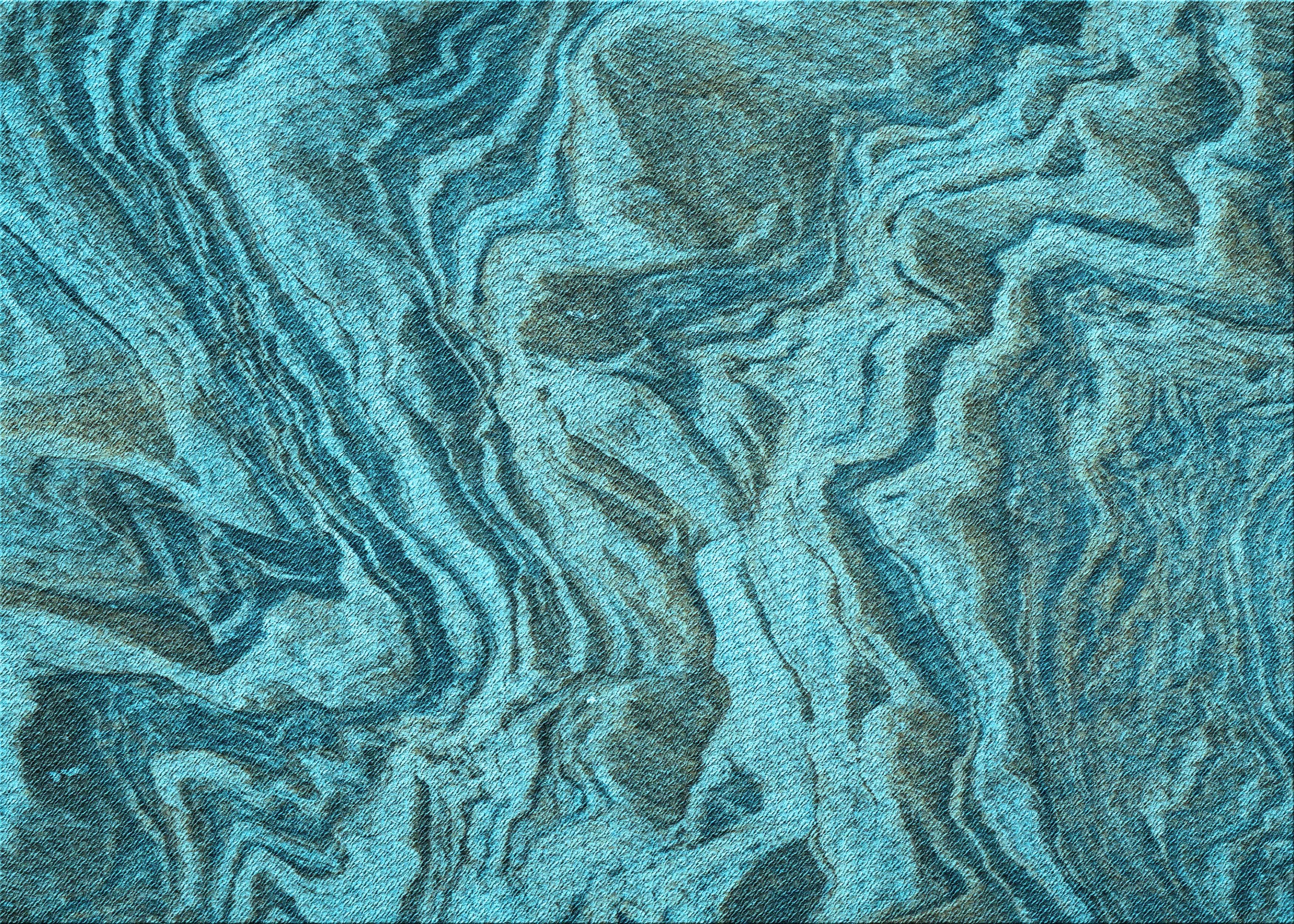 Teal Abstract Chenille Flat Woven Washable Rug, 5' x 7'