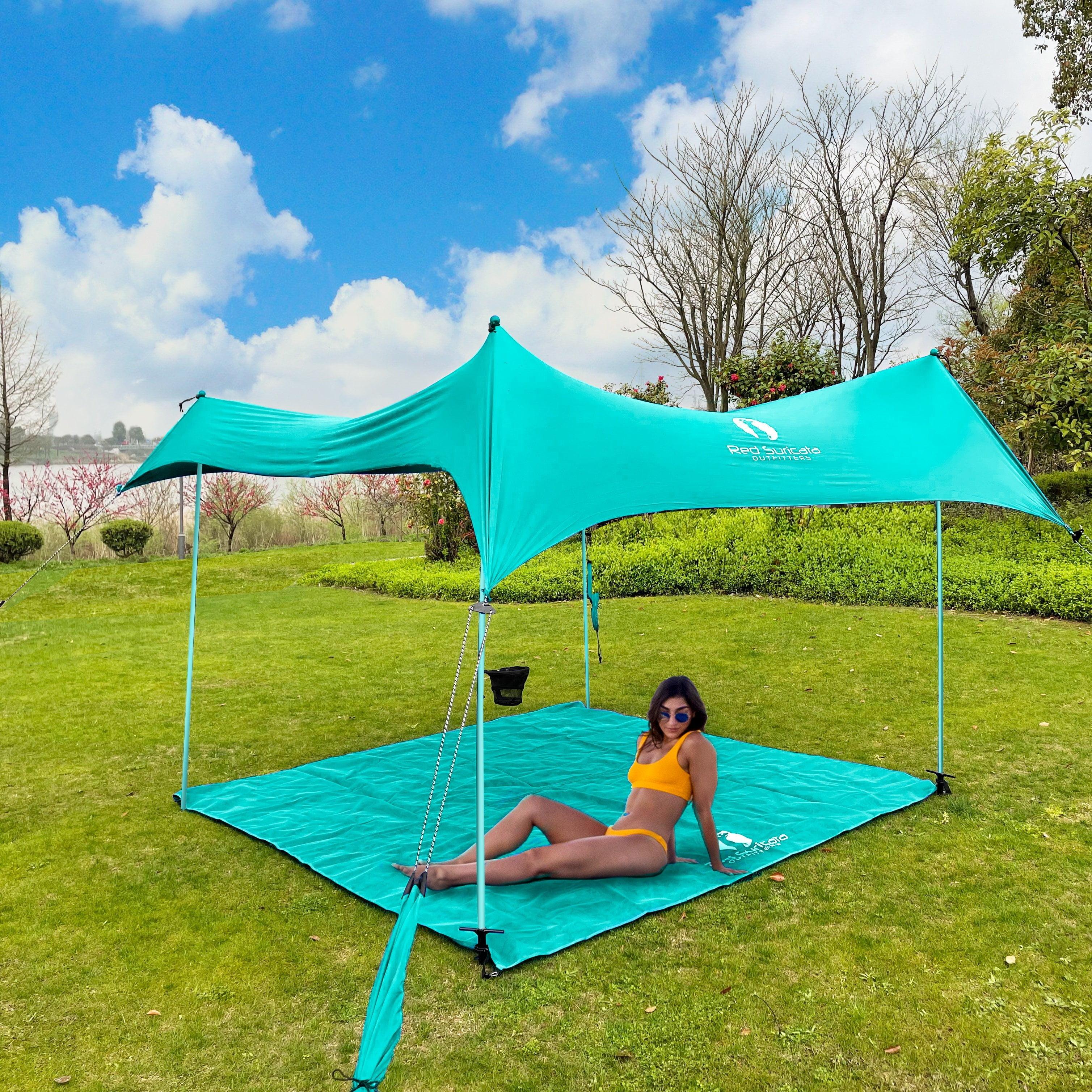 Turquoise Multi-Terrain Sun Shade Canopy Tent with Sand Bags