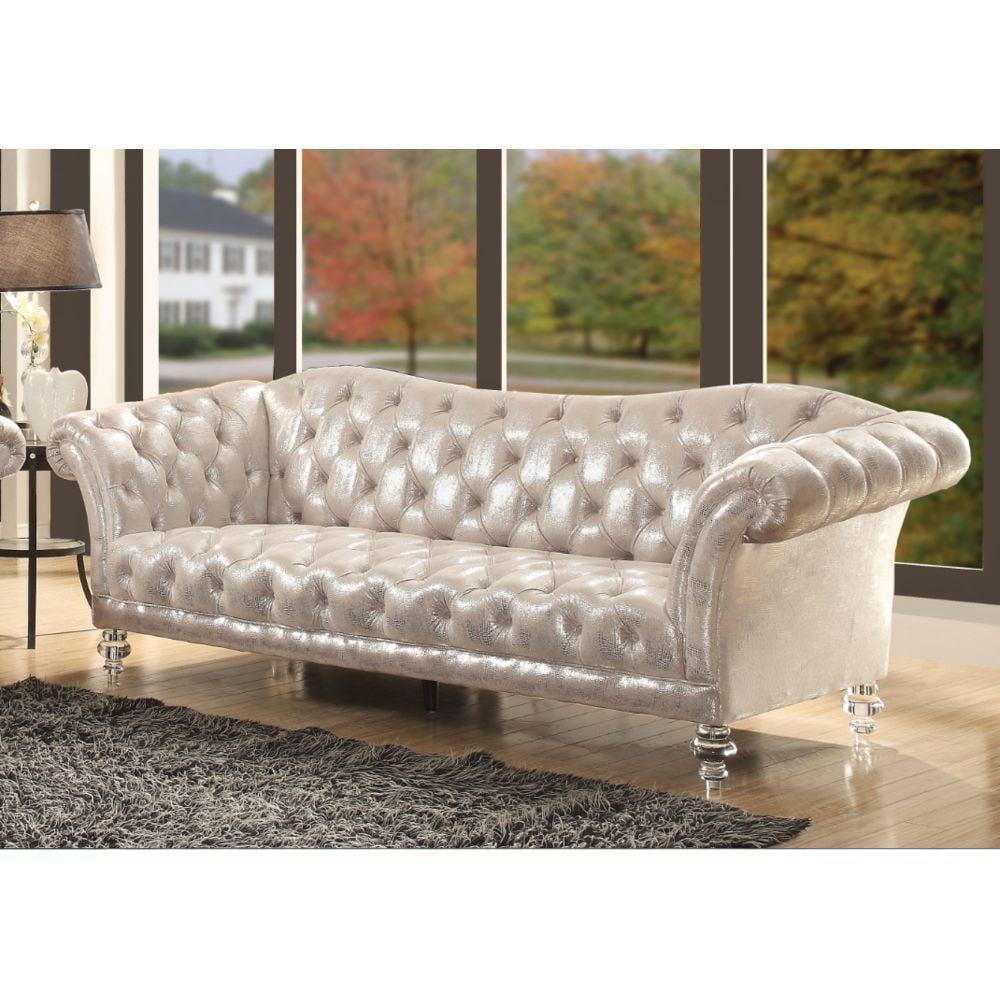 ACME Dixie Tufted Sofa in Metallic Silver