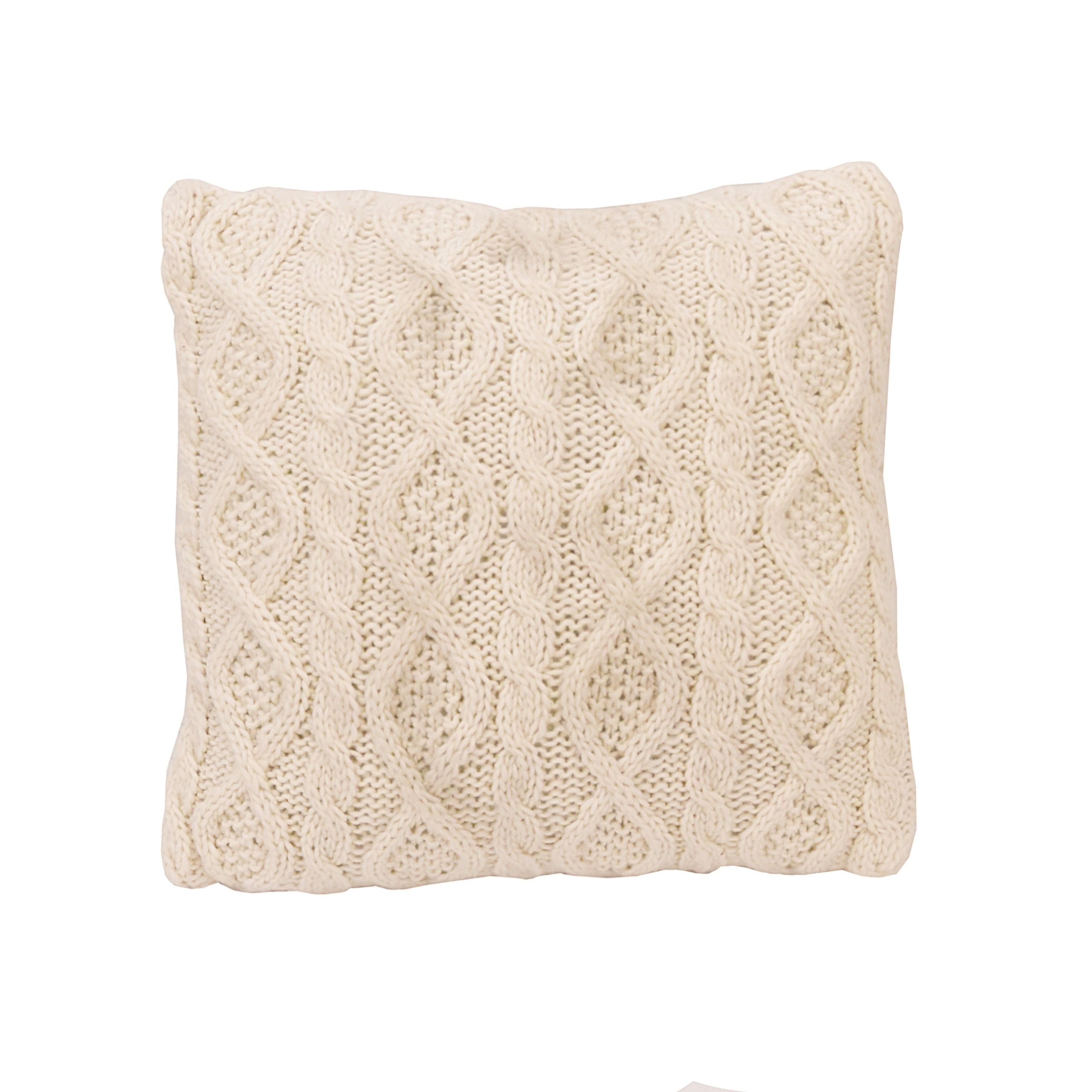 HiEnd Accents Cable Knit Wool Solid Textured Sweater Square 18x18 inch Classic Lodge Throw Pillow & Insert