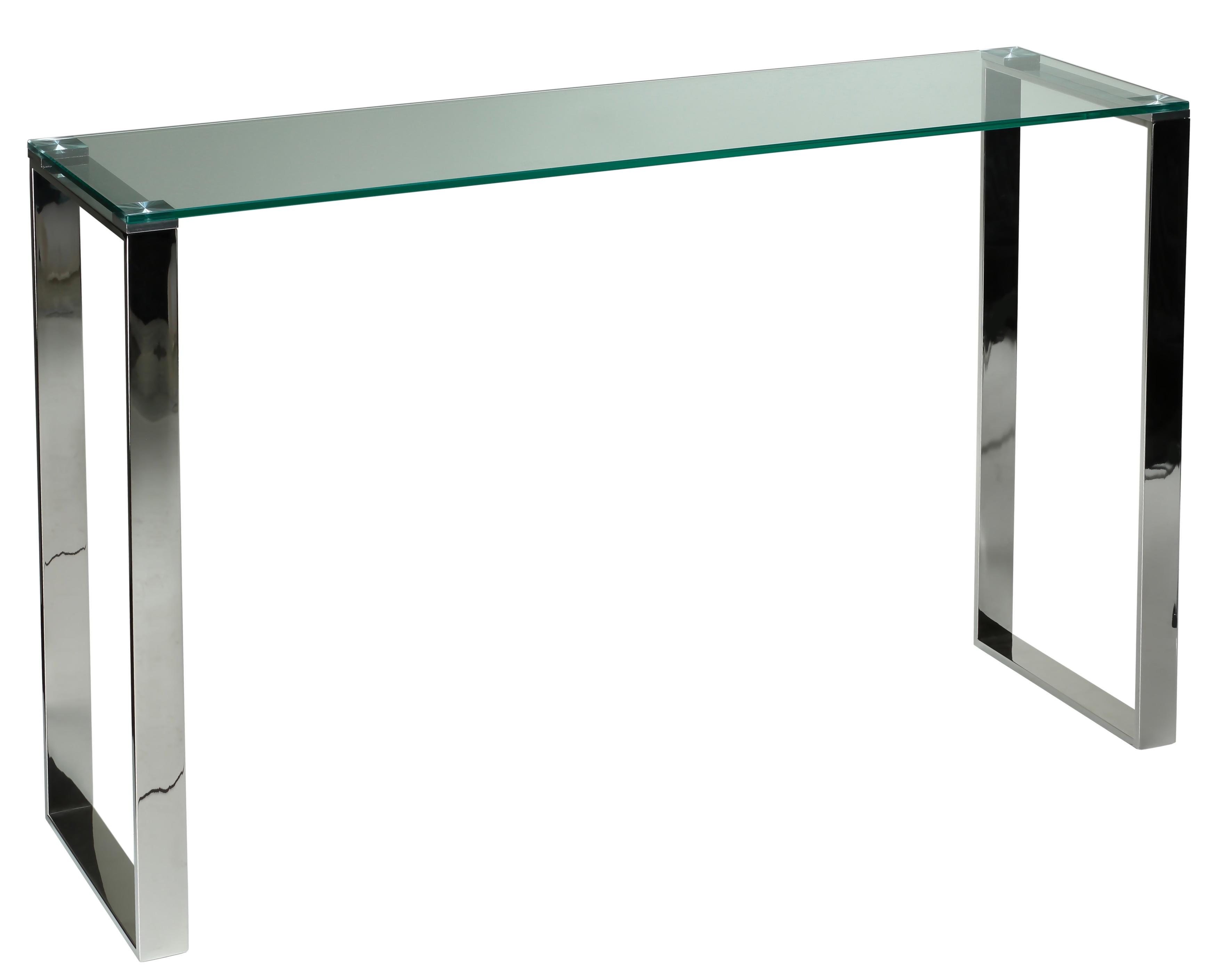 Sleek Chrome and Glass Console Table with Minimalist Storage