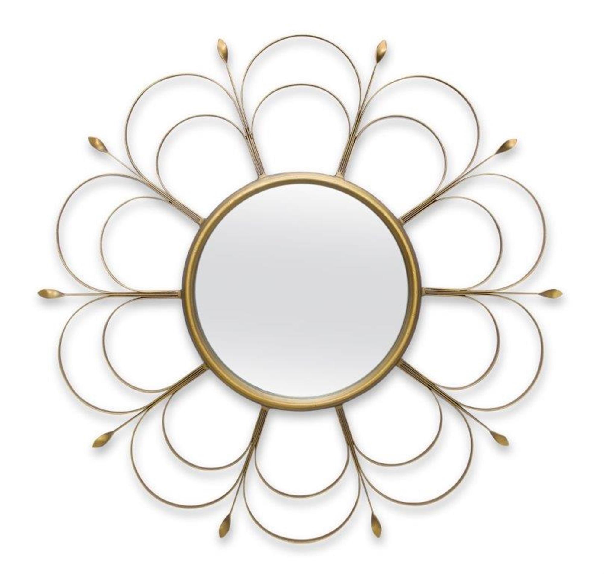 82179 Iron and Glass Wall Mirror, 24-inch Diameter, Gold