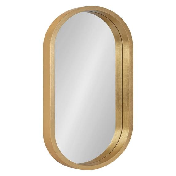 20" x 30" Travis Oval Wall Mirror Gold - Kate & Laurel: Modern Bathroom Vanity Decor