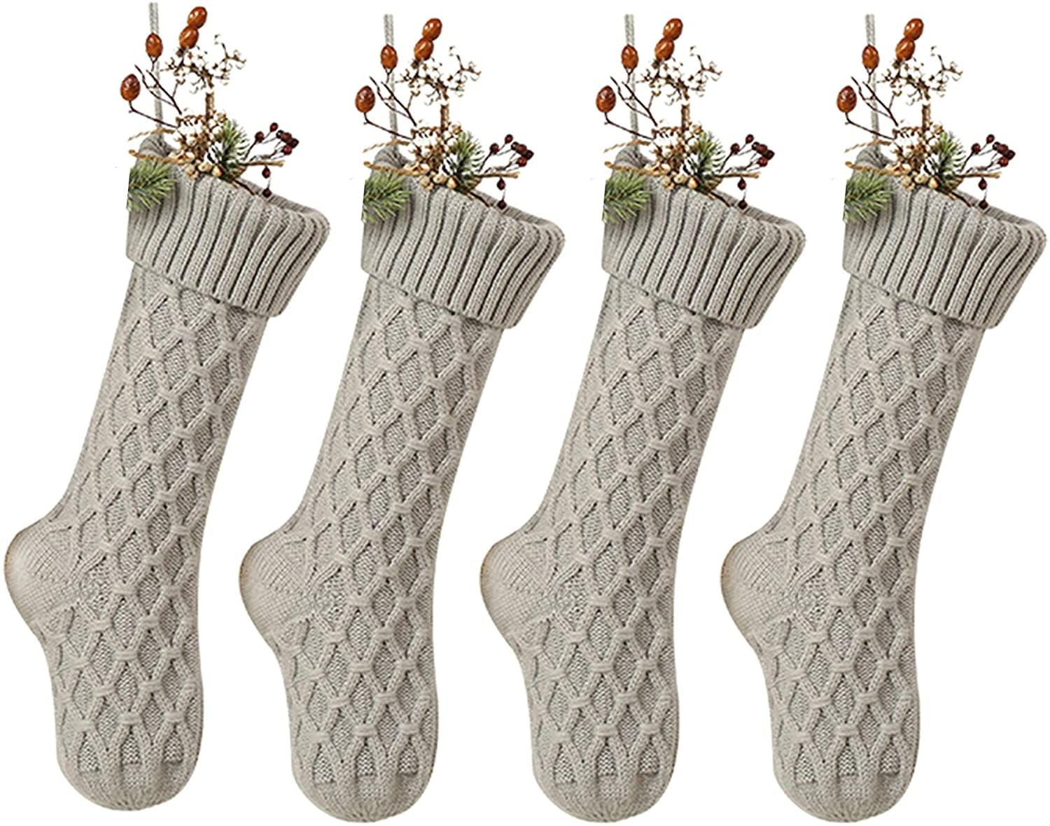 Ivory Cable Knit 18-Inch Christmas Stockings, Set of 4