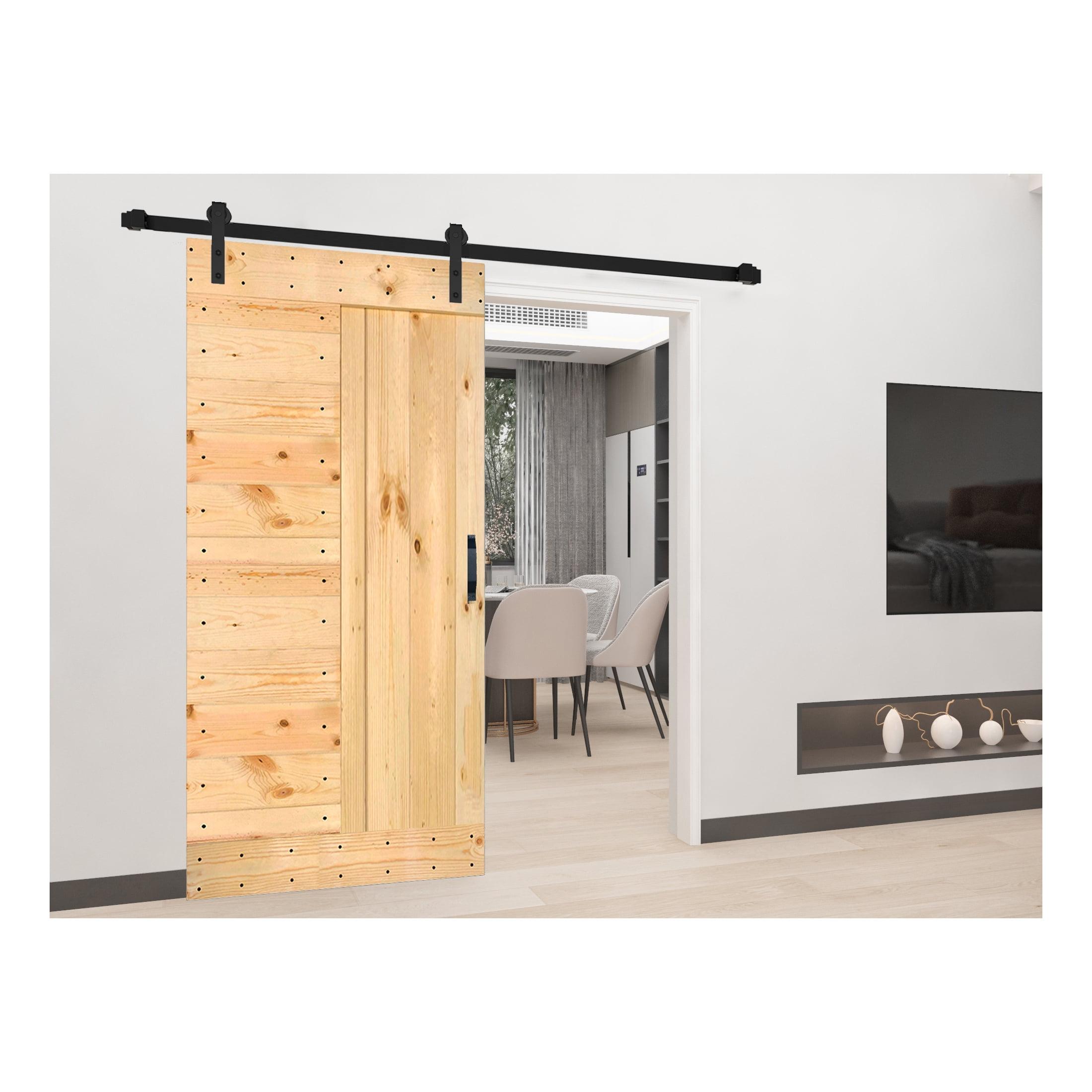 IsLife L Series Paneled Solid Wood Sliding Barn Door with Installation Hardware Kit -Assembly Needed