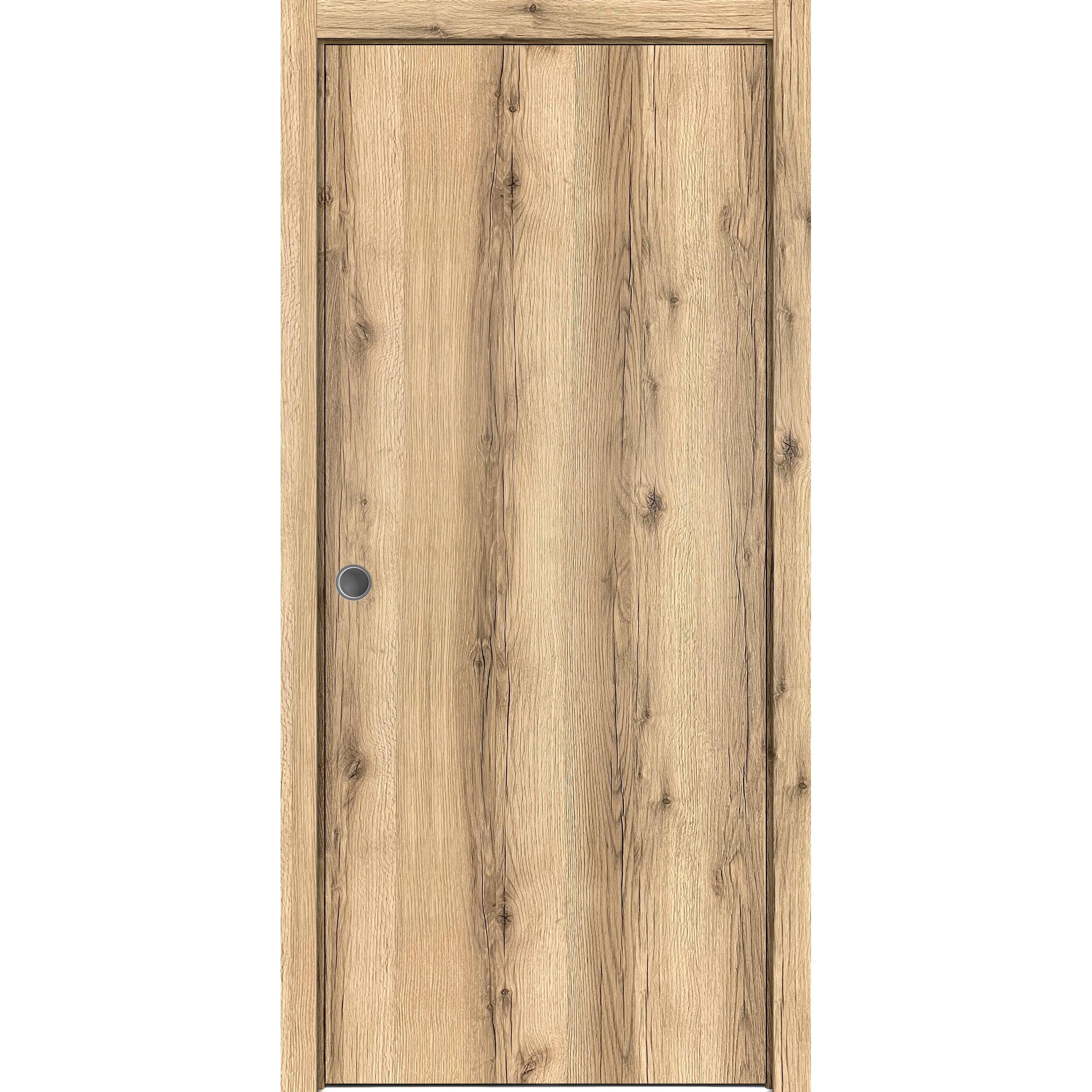 Planum 0010 Oak 32 x 80 Inch Solid Wood Sliding Pocket Door