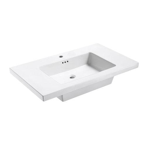 Eclipse 37'' White Ceramic Single Bathroom Vanity Top