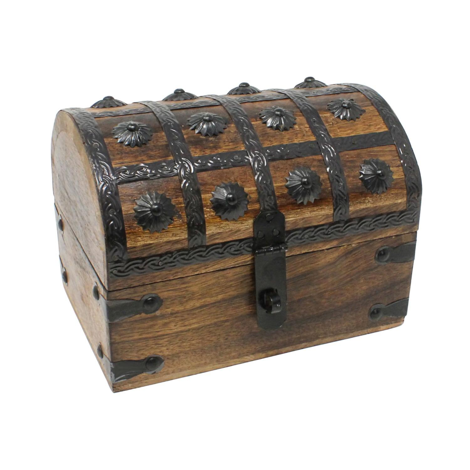 Large Handcrafted Teak and Mango Wood Treasure Chest