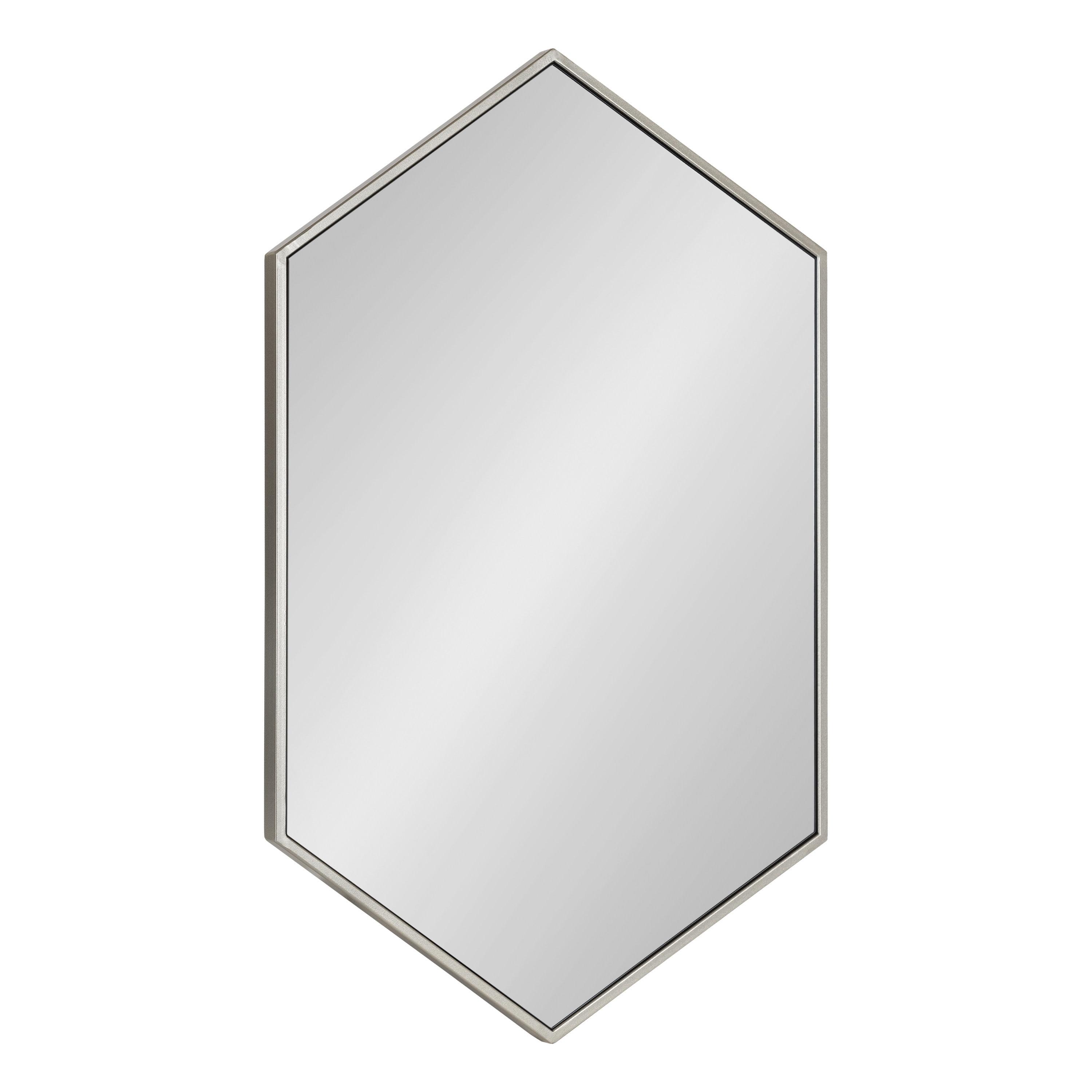 Modern Hexagon Full-Length Wall Mirror in Warm Silver