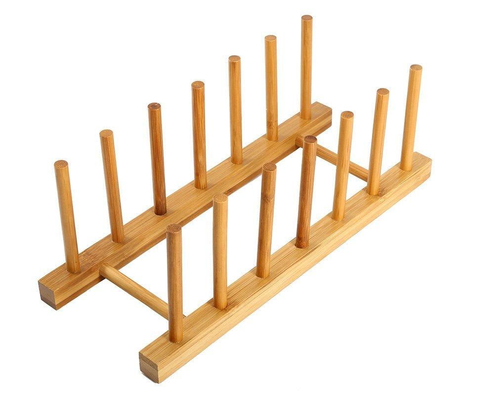 Compact Bamboo Dish Drying Rack with 8 Slots