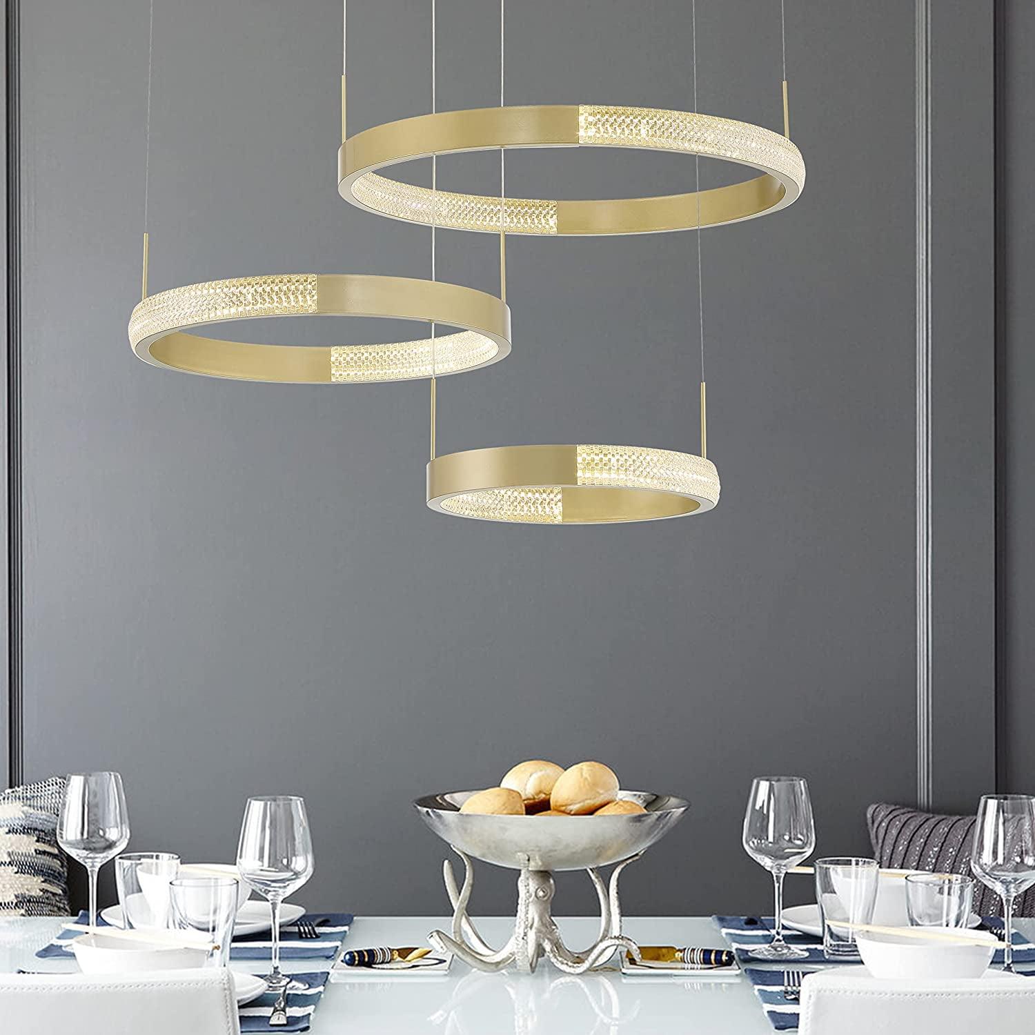 Modern Artistic 3-Tier Gold LED Chandelier with Adjustable Suspension