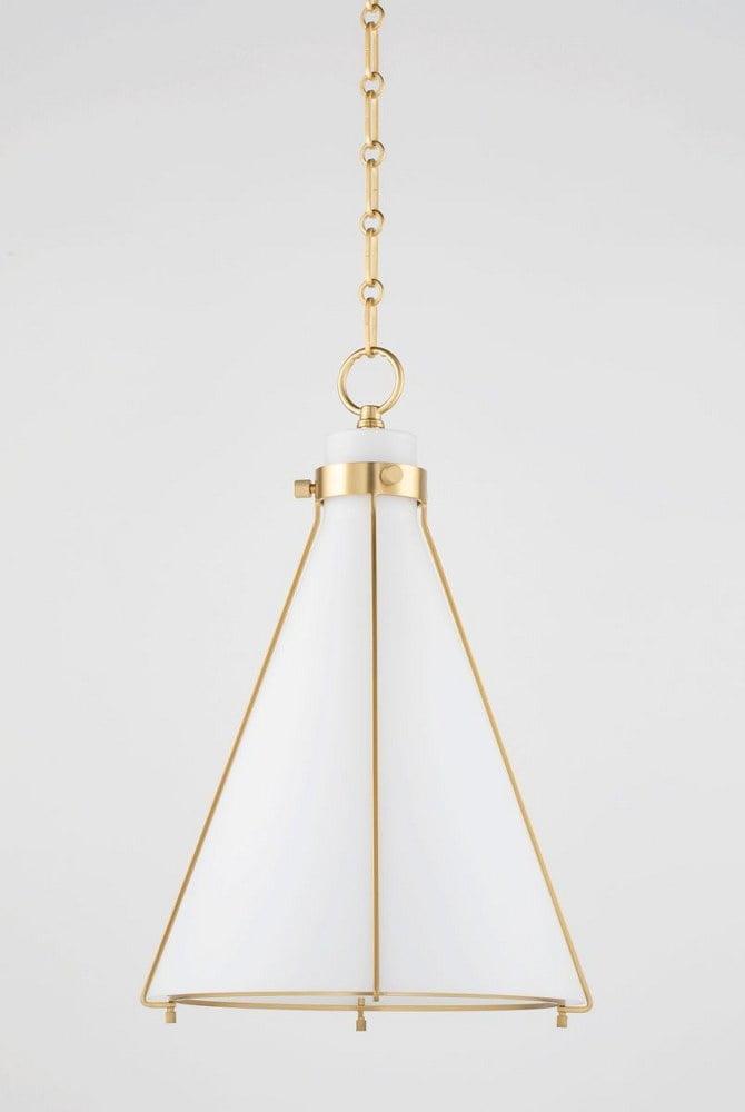 Sybil Pendant Light - Opal / Flared / Antique Brass