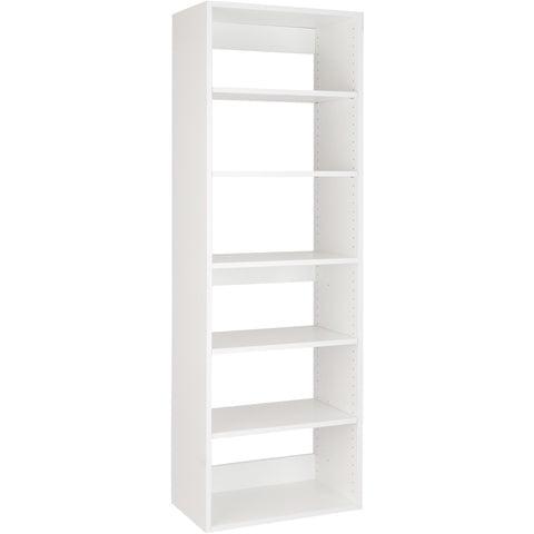 White Modular Wood Closet Shelf Tower with 7 Shelves