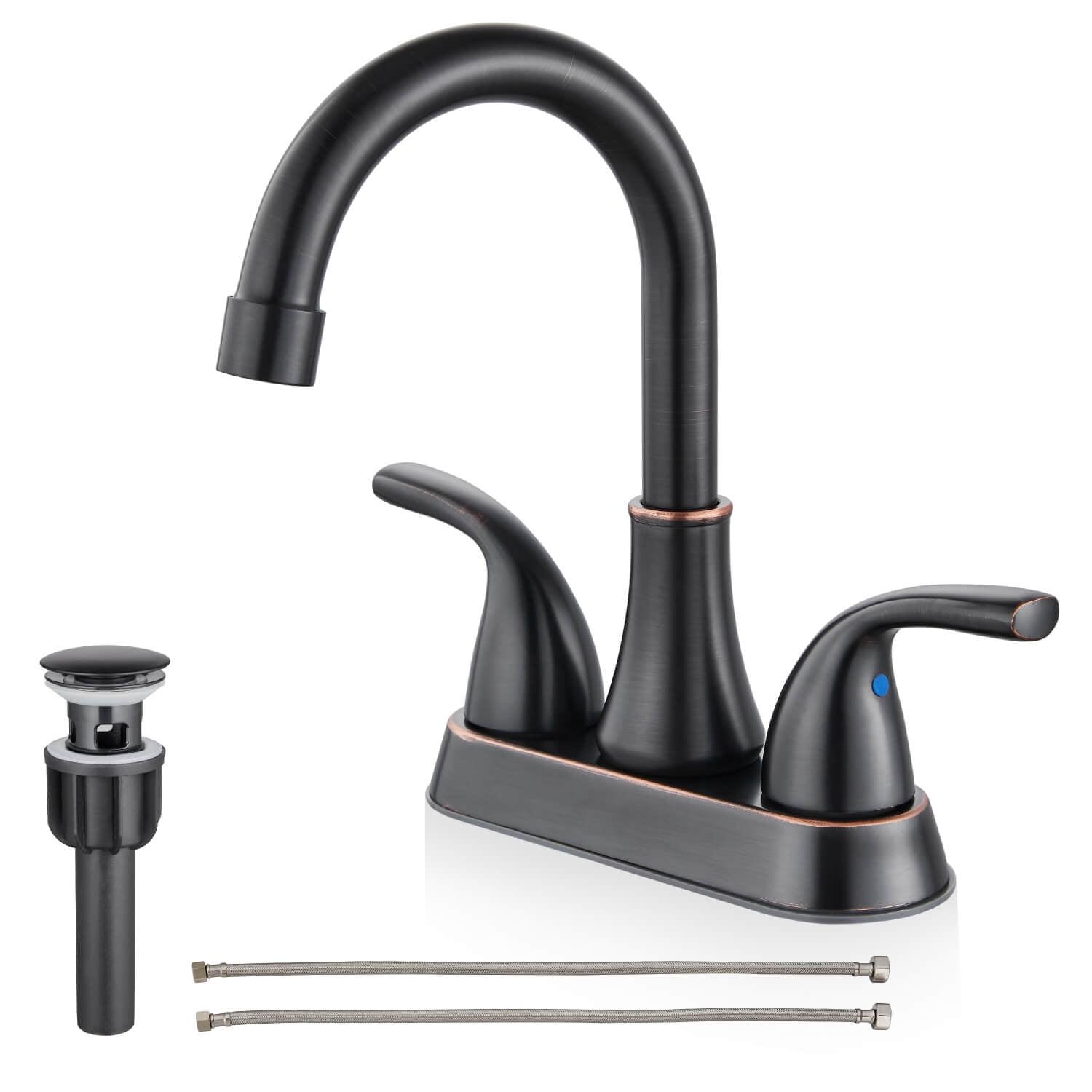 Centerset 2-handle Bathroom Faucet with Drain Assembly