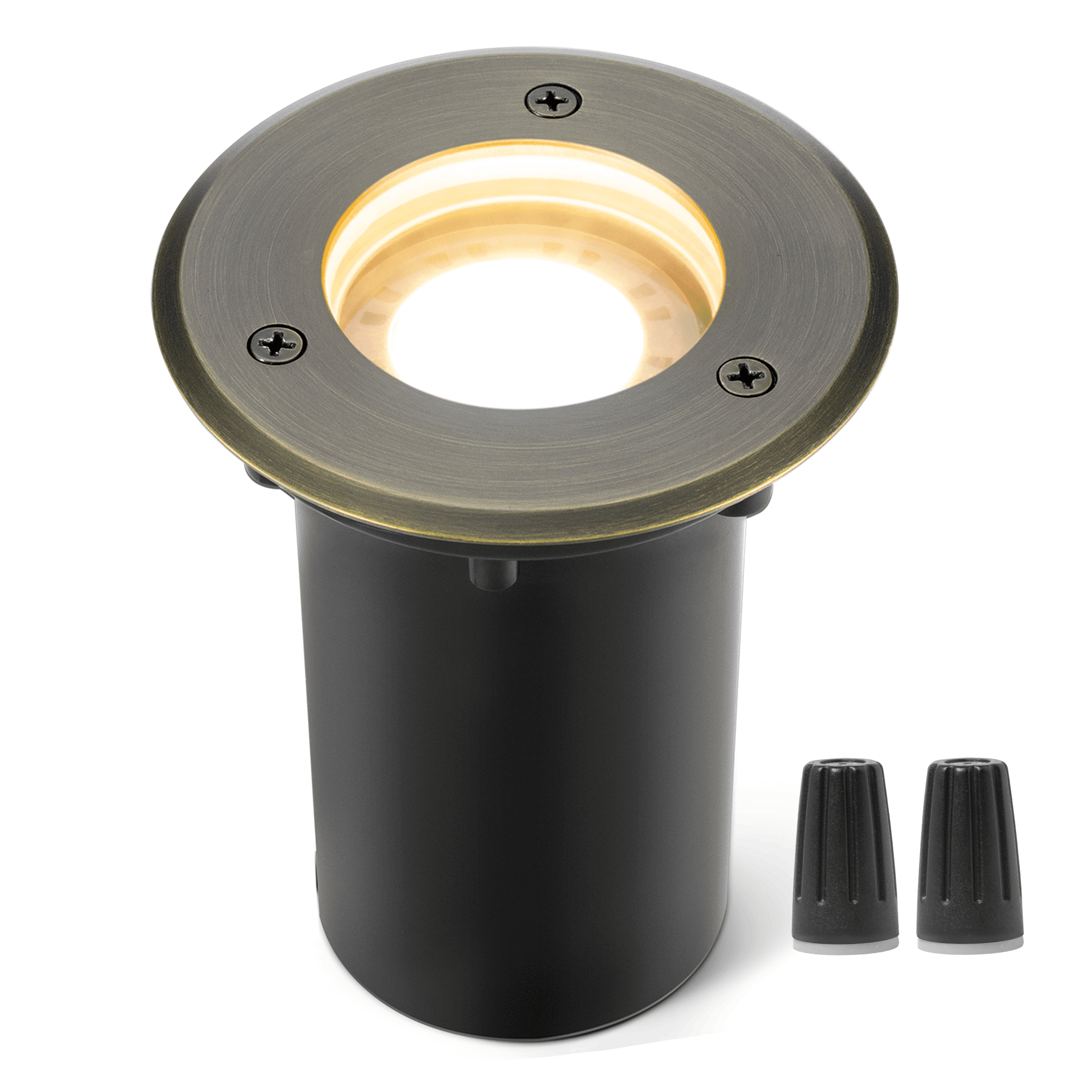 Brass and Black Low Voltage Waterproof In-Ground Well Light