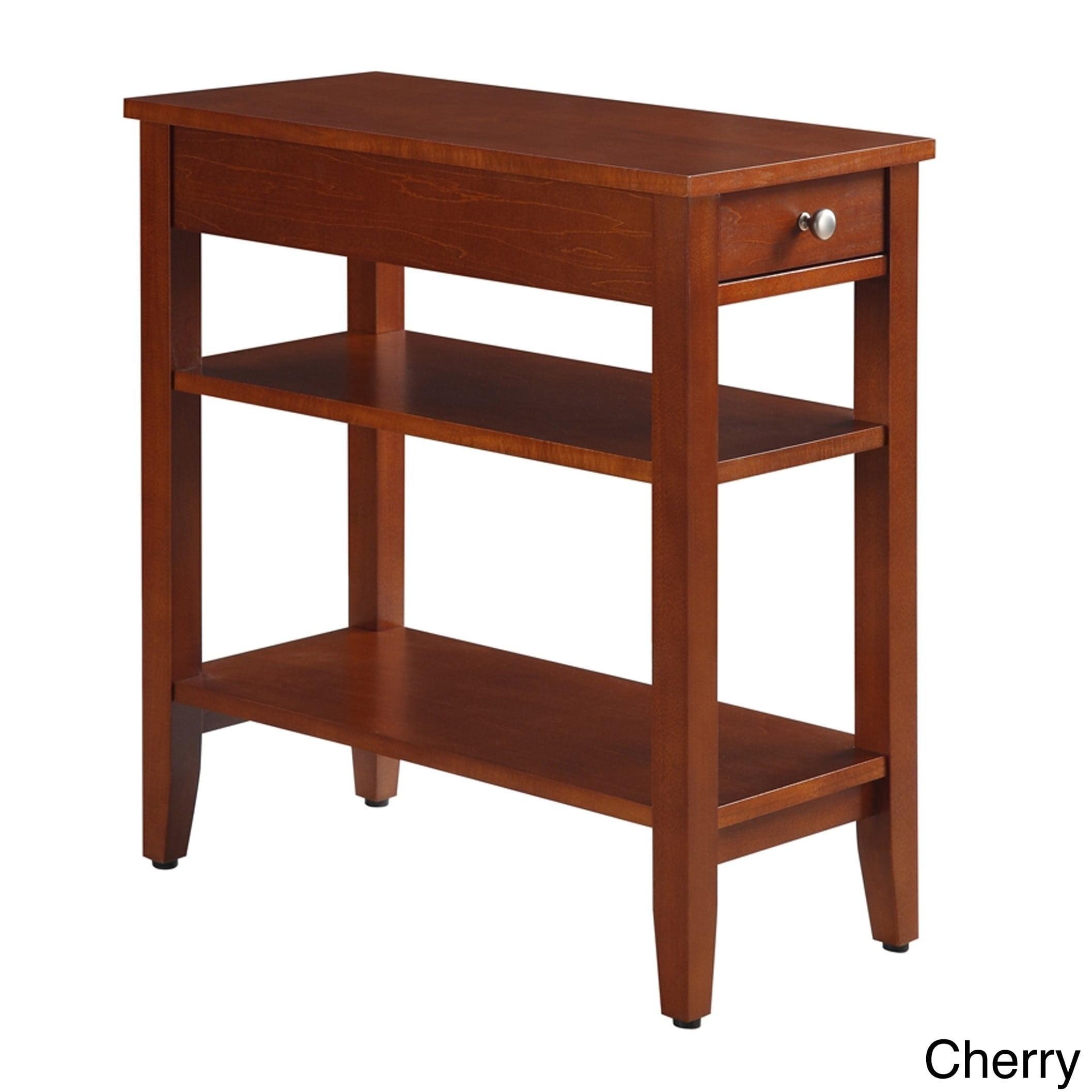 Convenience Concepts American Heritage 1 Drawer Chairside End Table with Shelves, Cherry