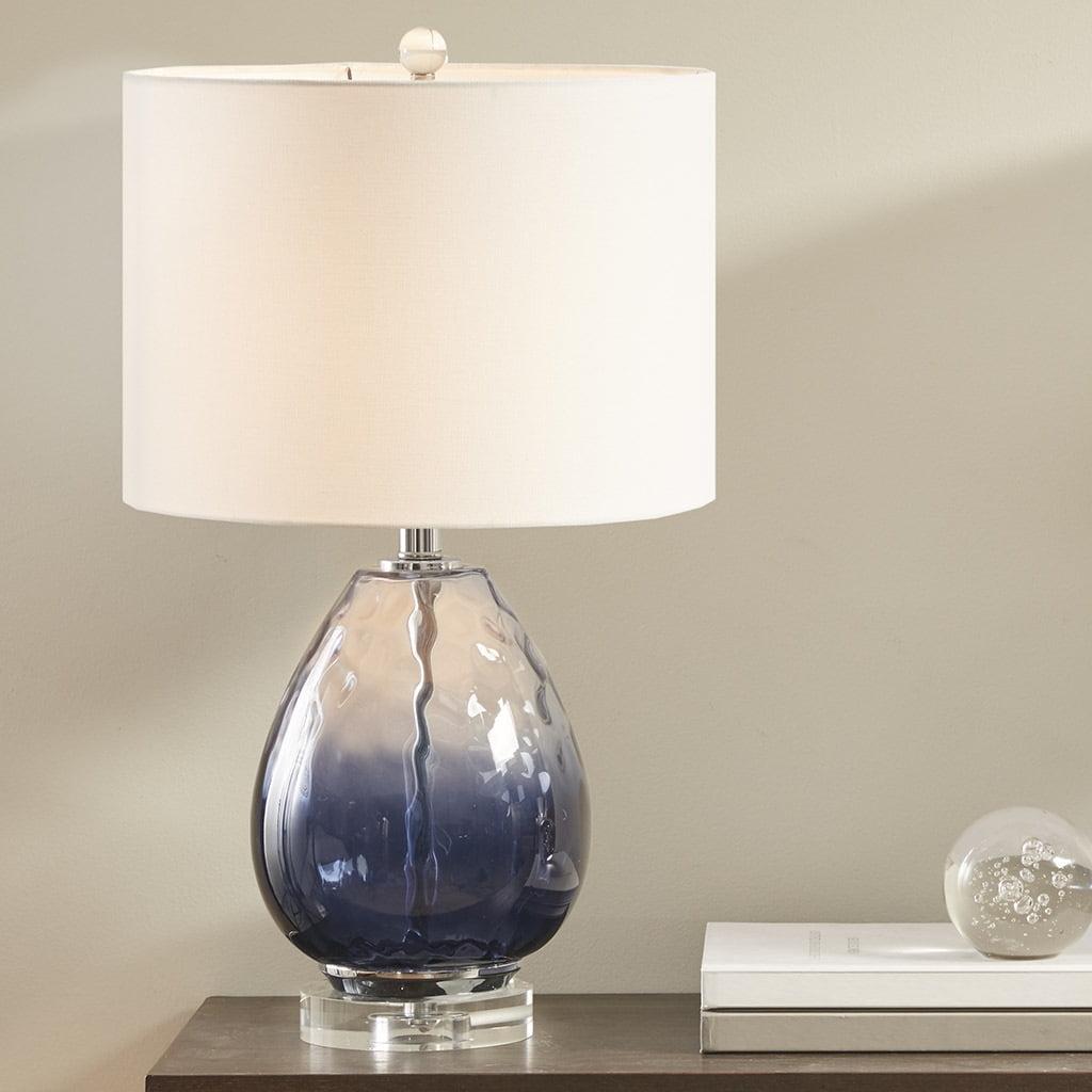 510 Design Borel Glass Table Lamp Dark (Includes LED Light Bulb) Blue : Modern Drum Shade, 1-Way Switch, 24.25" H