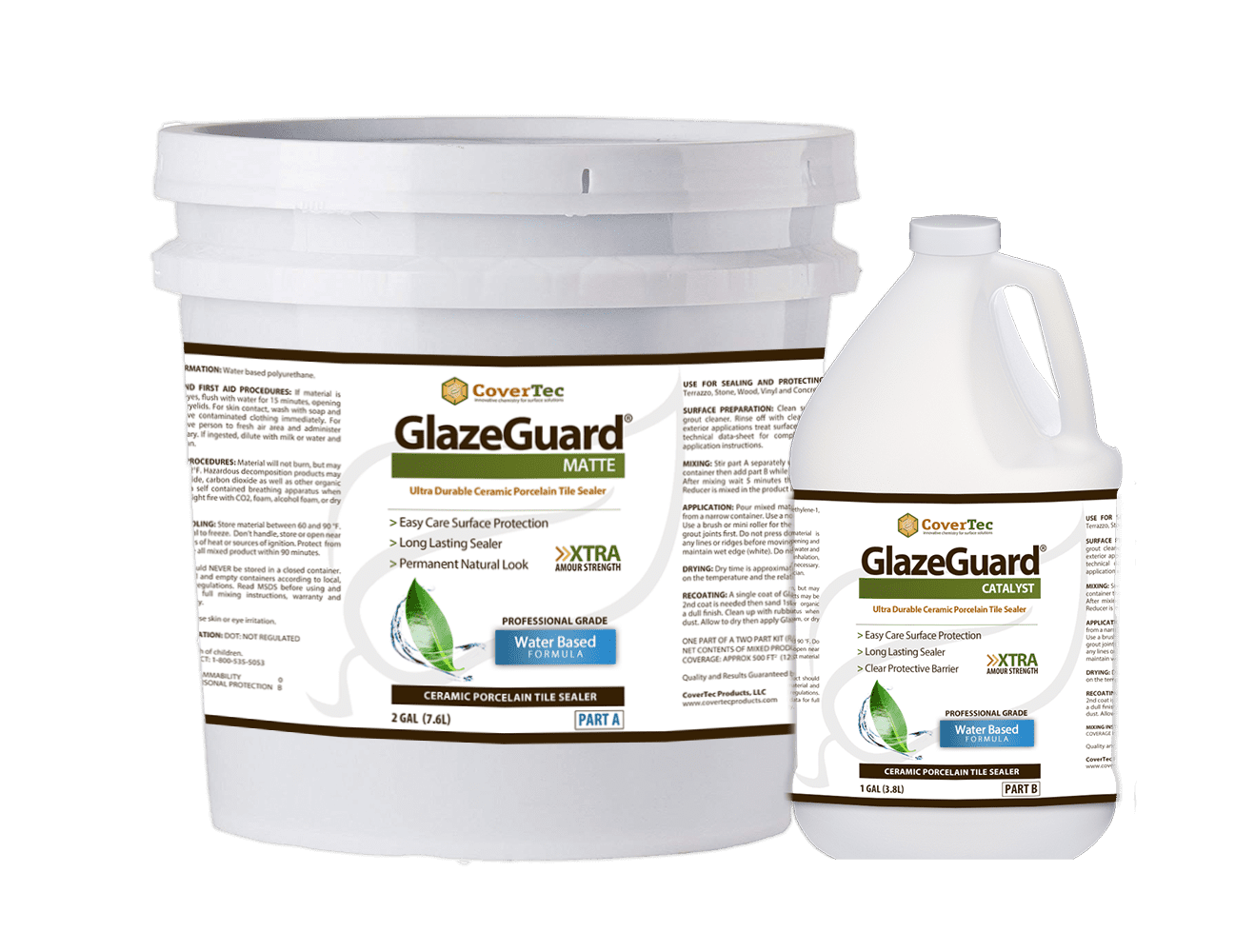 GlazeGuard Matte Ceramic & Porcelain Tile Sealer Flat Matte Natural Finish (3 Gal-2 Part Kit)