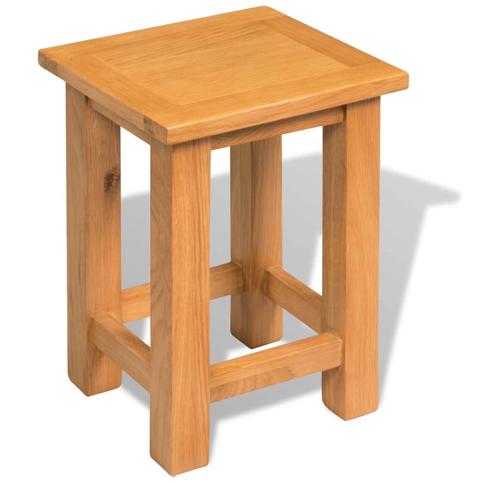 Compact Solid Oak Rectangular Side Table in Brown