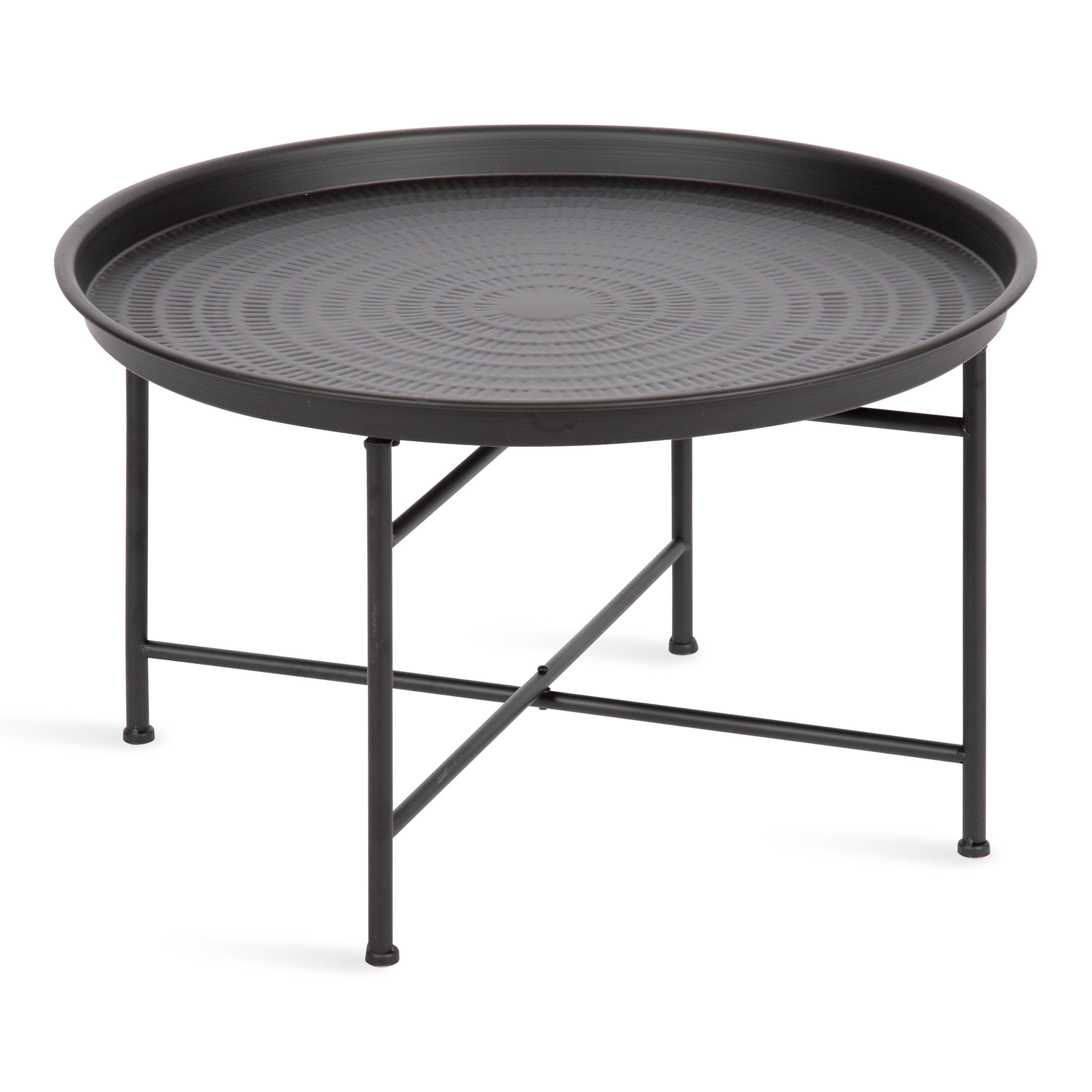 Mahdavi 28'' Round Black Metal Foldable Coffee Table