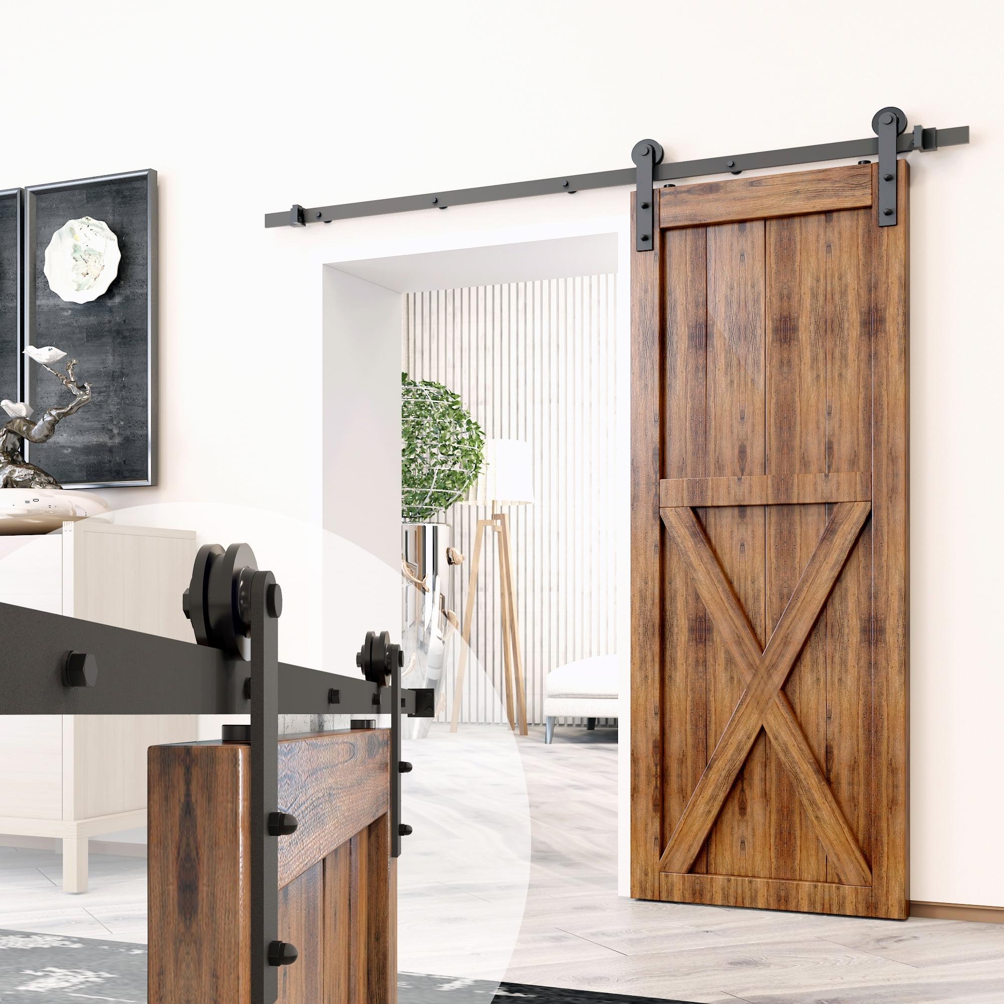 12ft Black Rustic Sliding Barn Door Hardware Kit