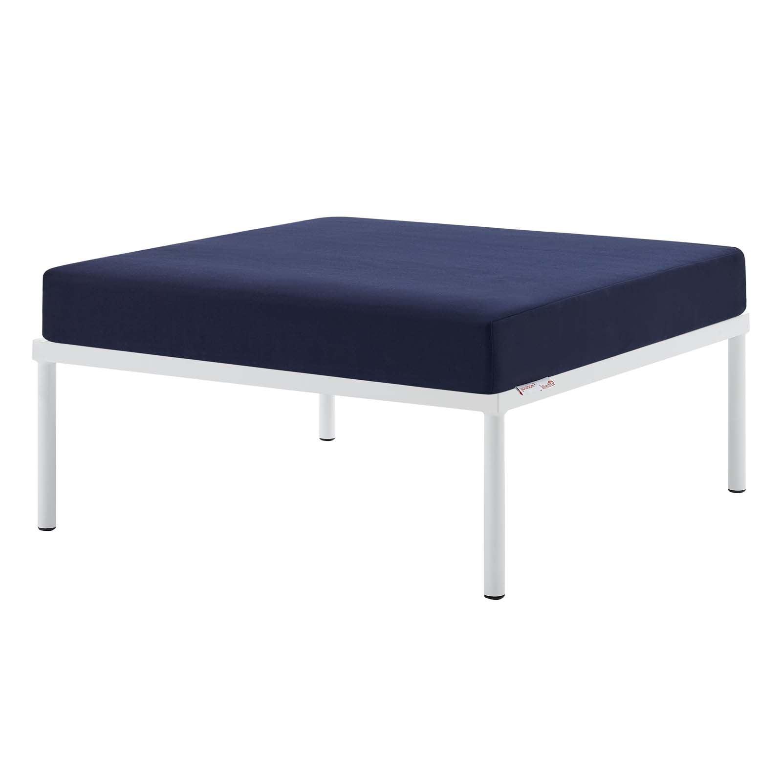 Harmony Square Navy Sunbrella Outdoor Ottoman with Aluminum Base