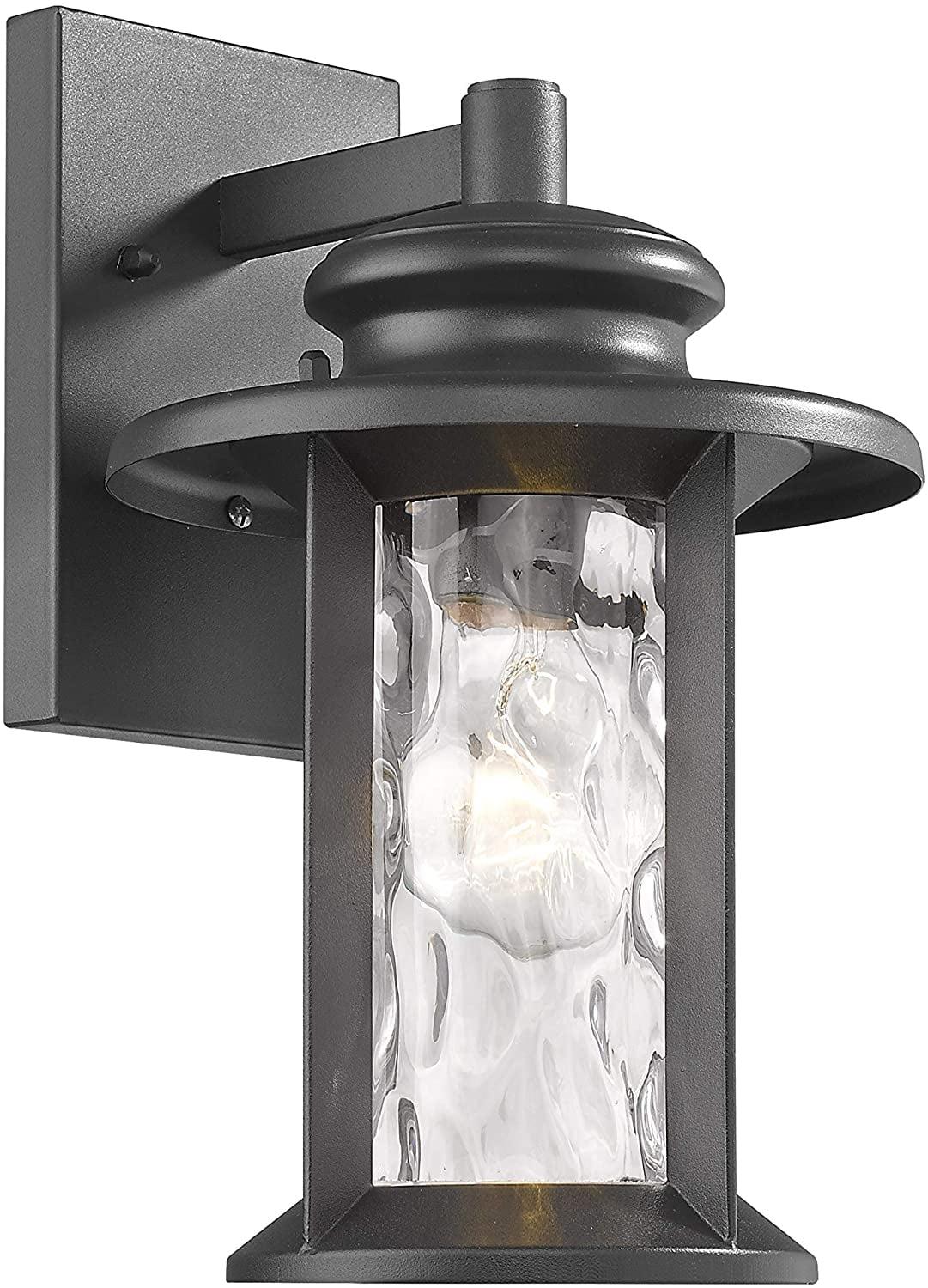 Owen Transitional Textured Black Steel Outdoor Sconce 12" Tall