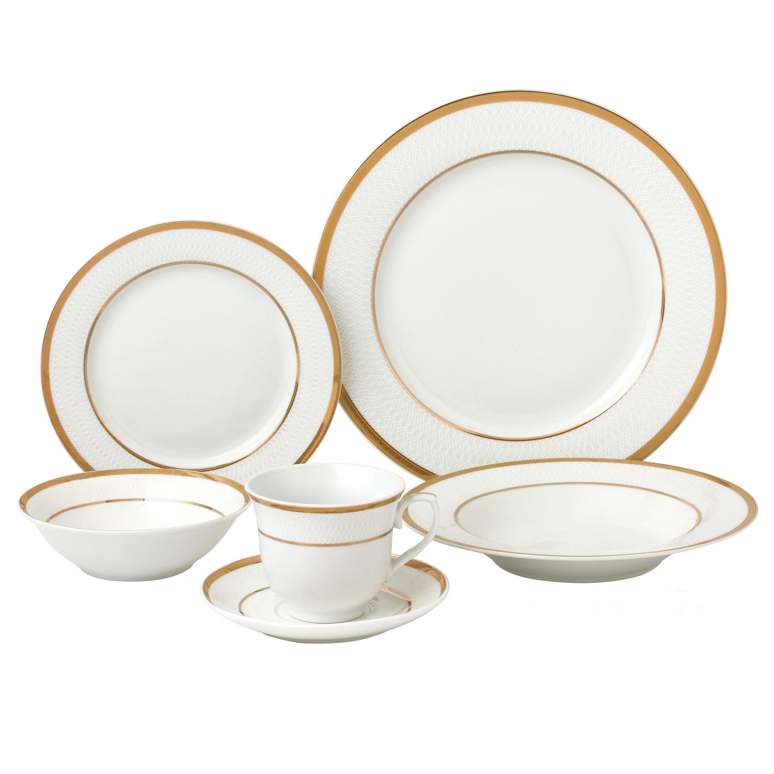 Lorren Home Trends 24 Piece Gold Porcelain Dinnerware Service for 4-Josephine