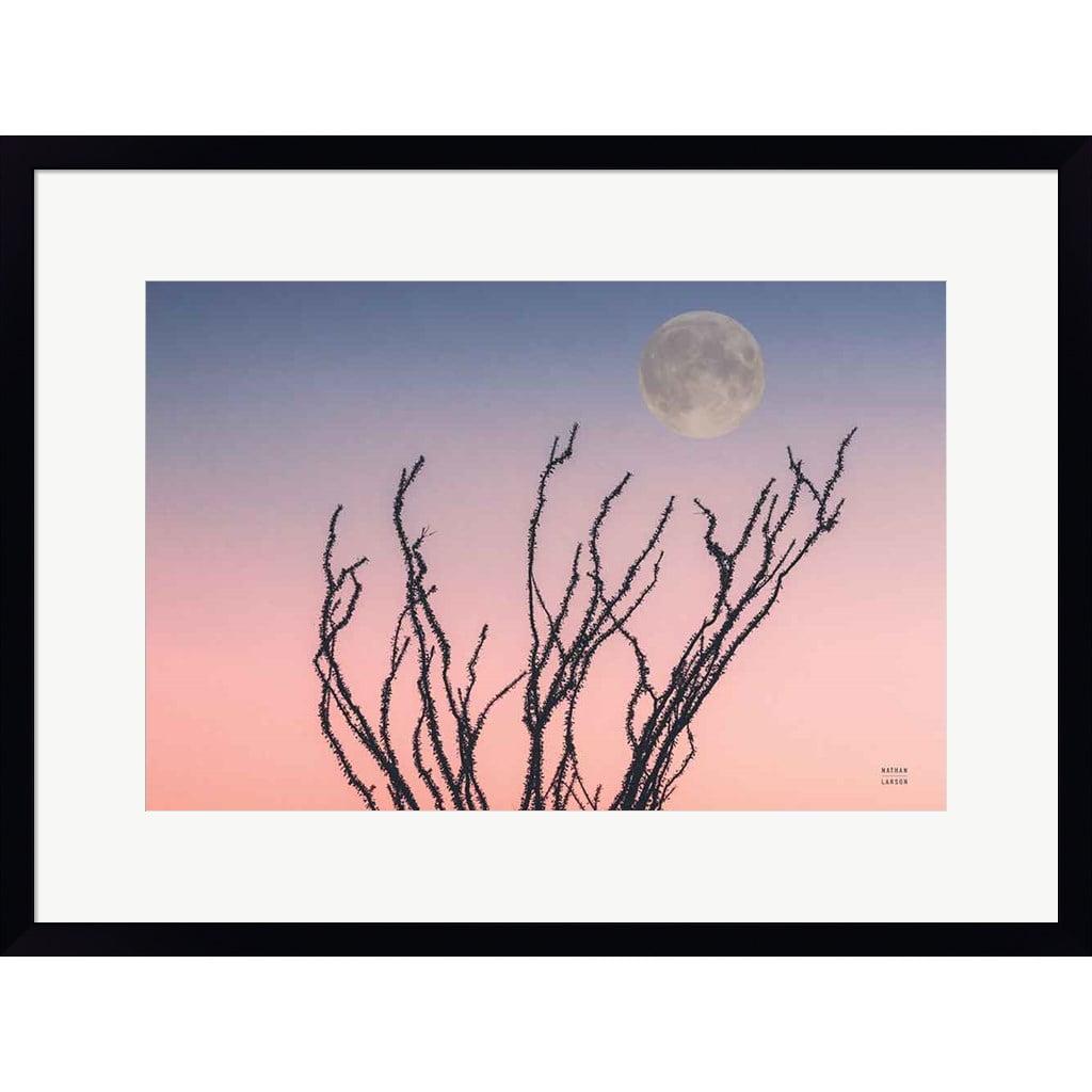 Reaching Up Moon Framed Print with Black Frame, 24" x 18"