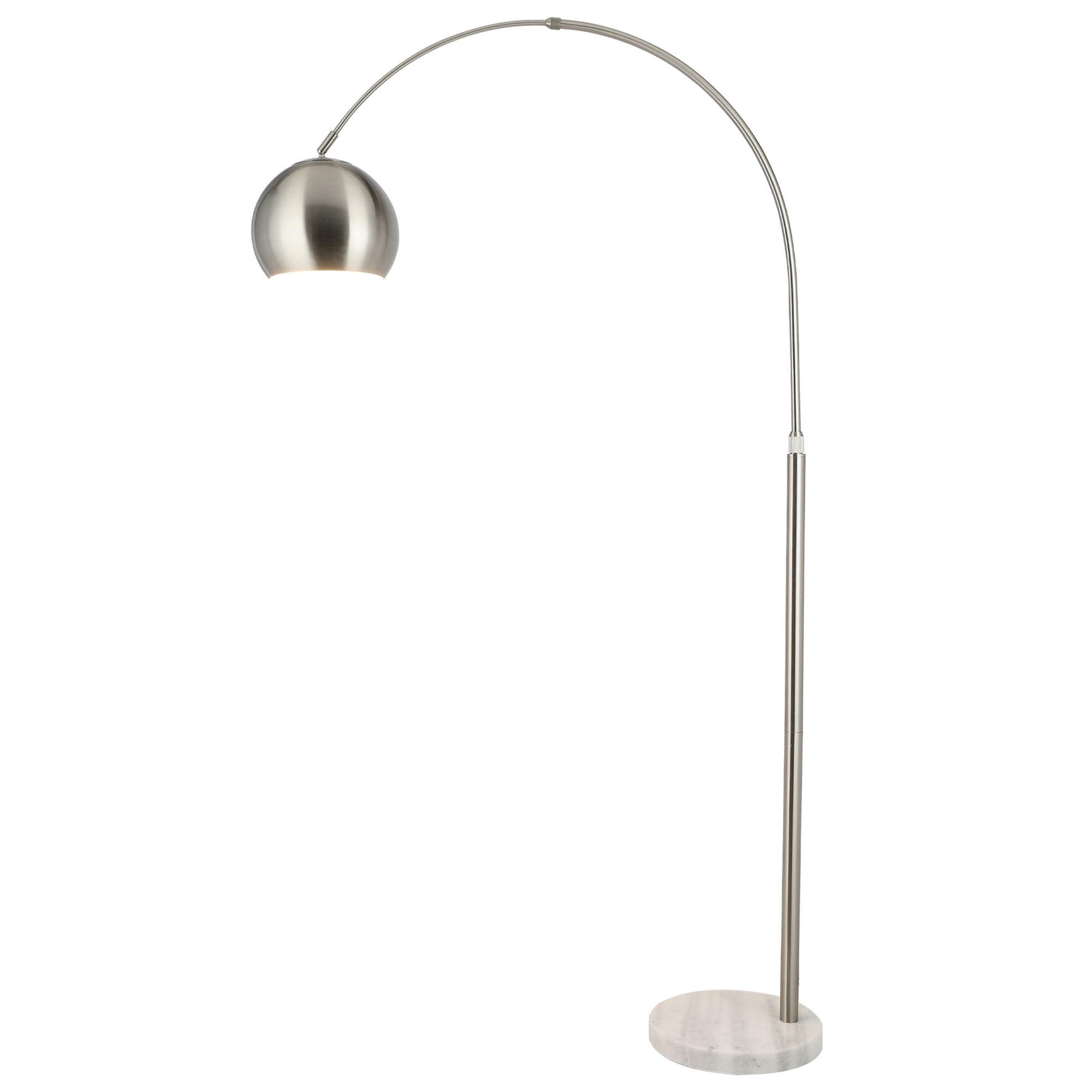 Elegant Brushed Nickel Arc Floor Lamp with Adjustable Marble Base