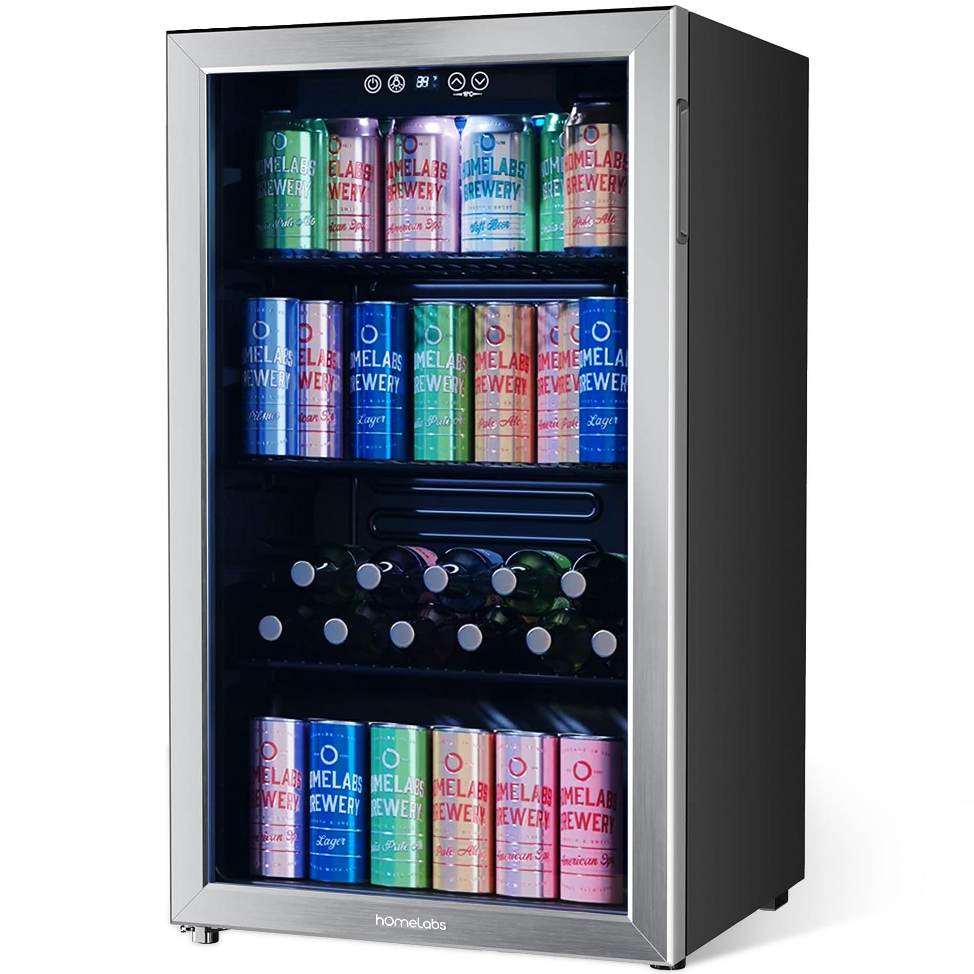 hOmeLabs hOmeLabs Beverage Refrigerator and Cooler - Glass Door Mini Fridge with 120 Slim Cans Capacity