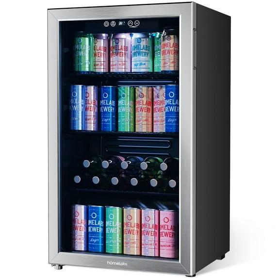 hOmeLabs hOmeLabs Beverage Refrigerator and Cooler - Glass Door Mini Fridge with 120 Slim Cans Capacity