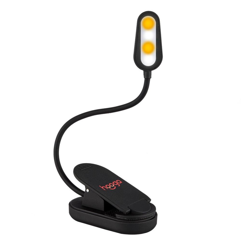 Hooga Black Rechargeable Clip-On Amber LED Book Light