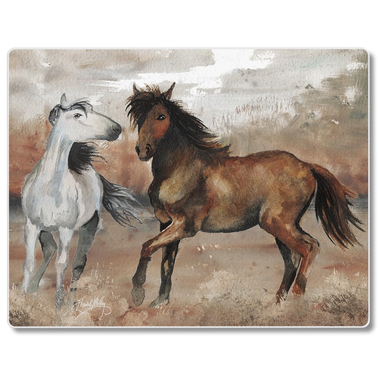 Southwest Horses 3mm Tempered Glass Cutting Board 10" x 8"