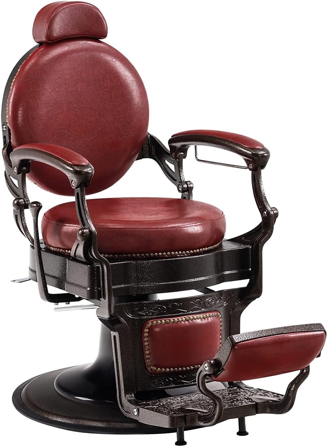 BarberPub Heavy Duty Metal Vintage Barber Chair Hydraulic Recline Salon Beauty Spa Chair 9201 Red