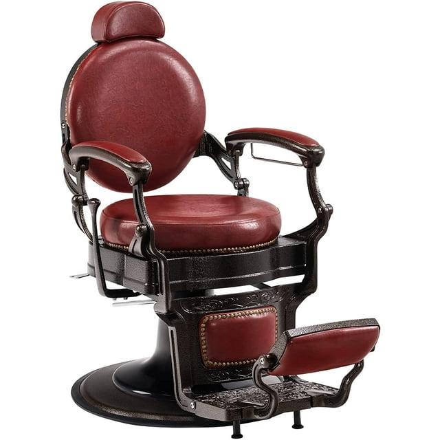 BarberPub Heavy Duty Metal Vintage Barber Chair Hydraulic Recline Salon Beauty Spa Chair 9201 Red