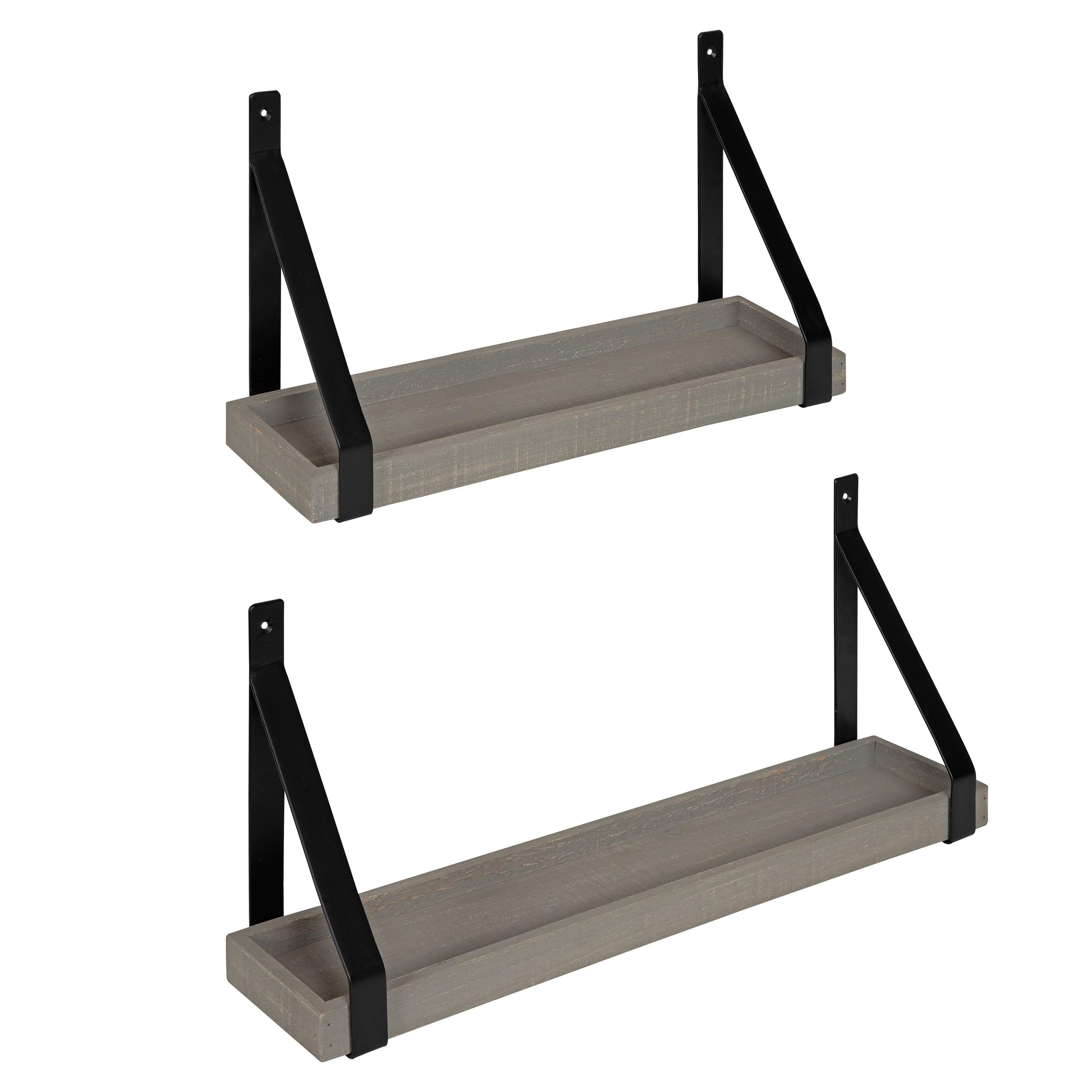 2pc Sudbury Wood and Metal Wall Shelf Set - Kate & Laurel All Things Decor