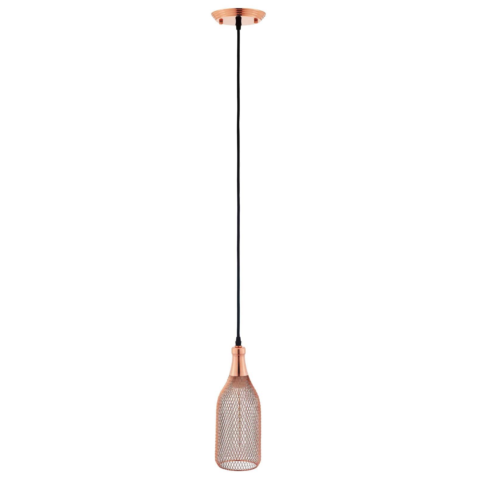 Contemporary Rose Gold Cylindrical Mesh Pendant Light