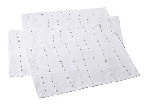 Elegant White Cotton Placemats with Silver Embroidery, Set of 4