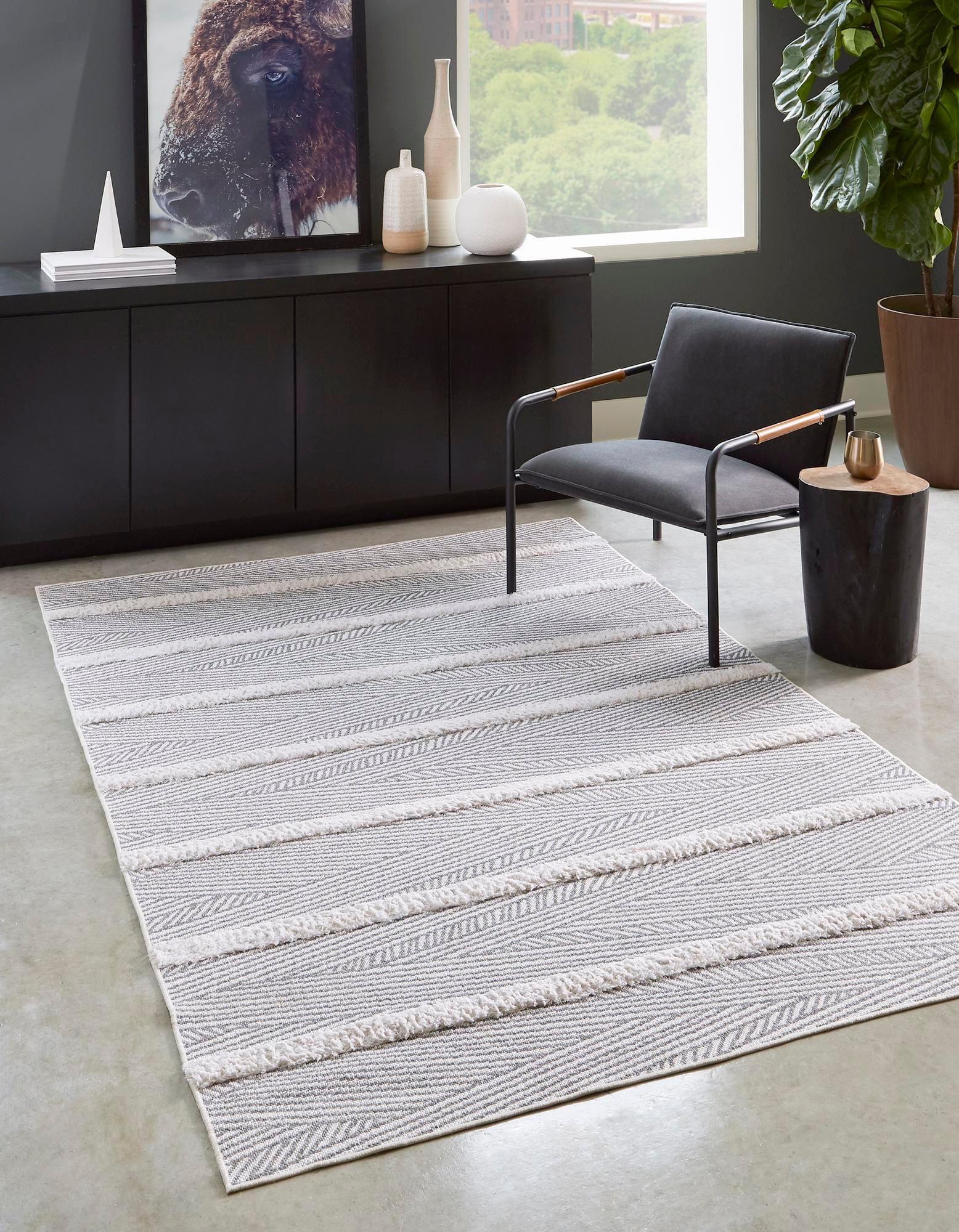 Soto Casa Collection 8' x 10' Geometric Cotton Area Rug in Gray