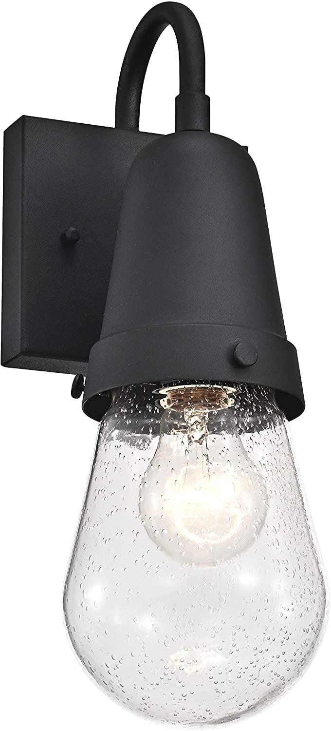 Textured Black Outdoor Wall Sconce with Seedy Glass Globe