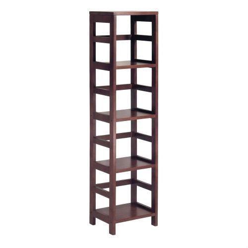 Espresso Medium Wood 4-Section Narrow Open Storage Shelf