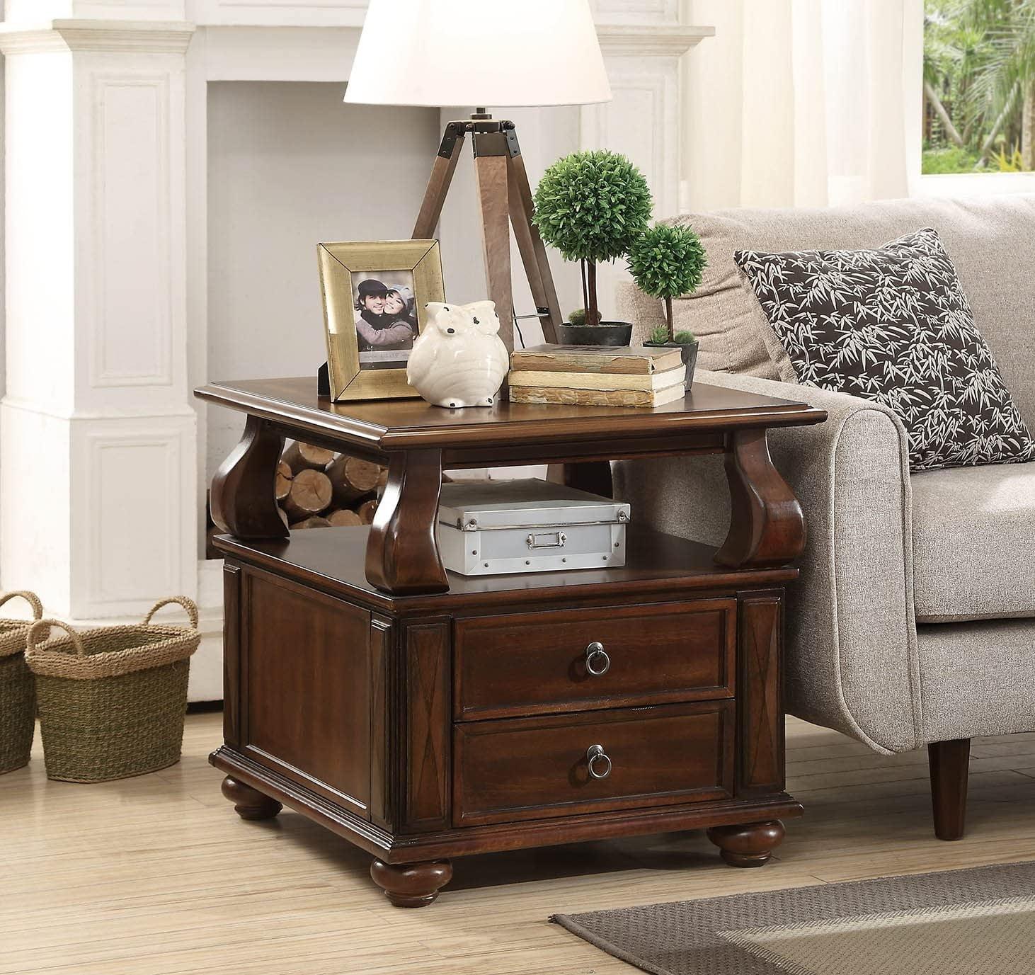 Charleen Solid Wood Top 2 - Drawer End Table