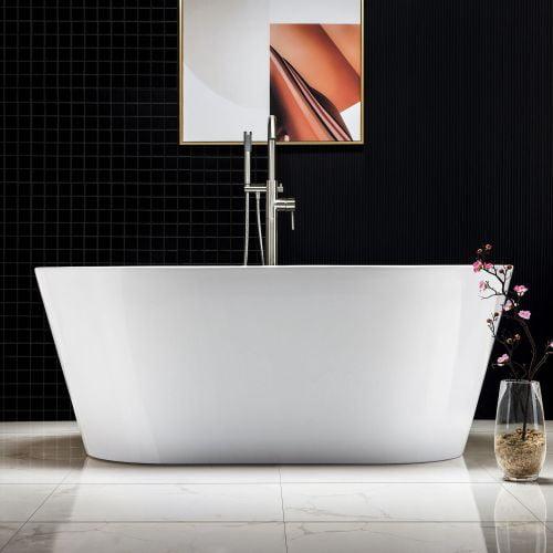 59'' White Acrylic Freestanding Soaking Bathtub