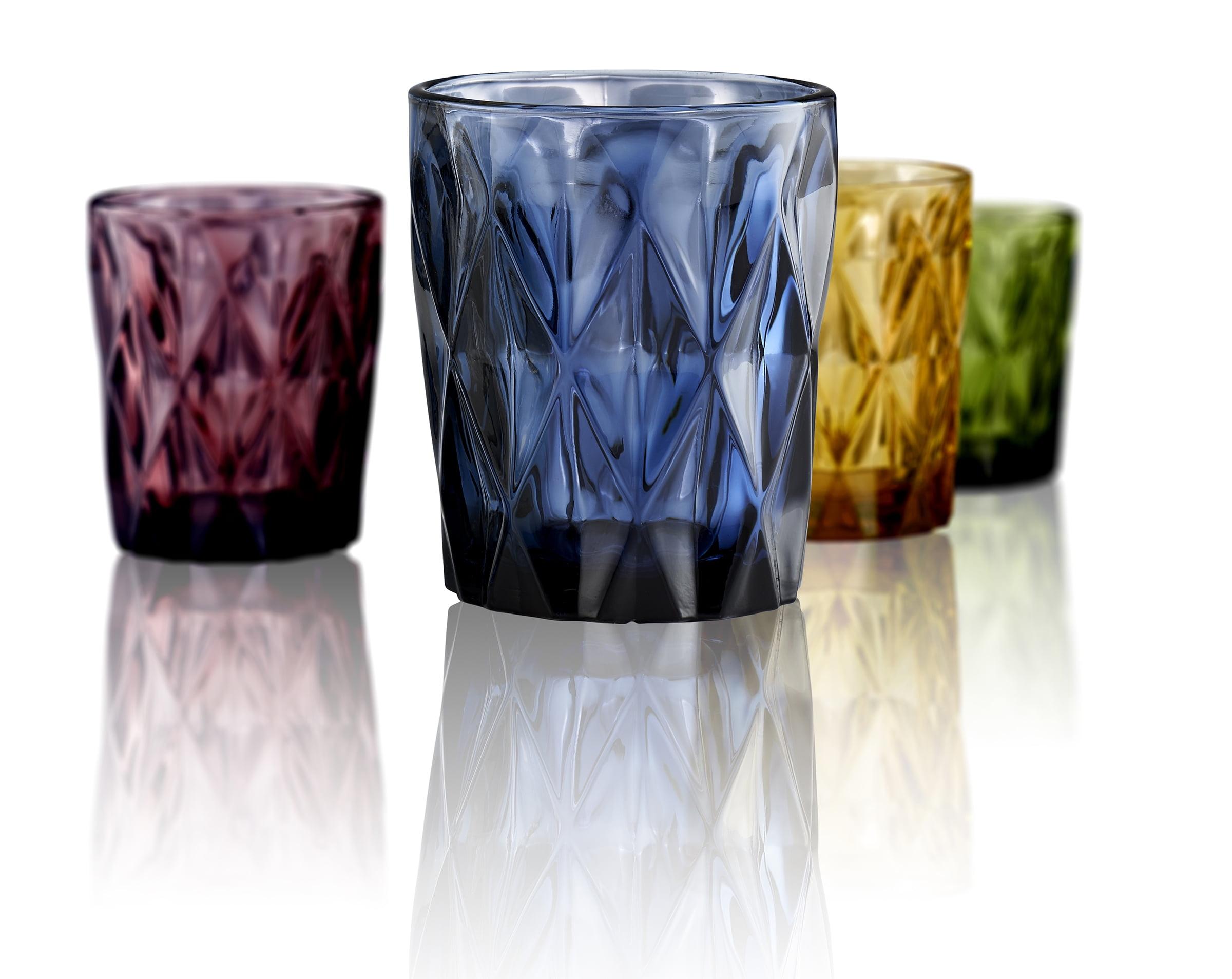 Highgate Assorted Color Diamond Textured Glass Set