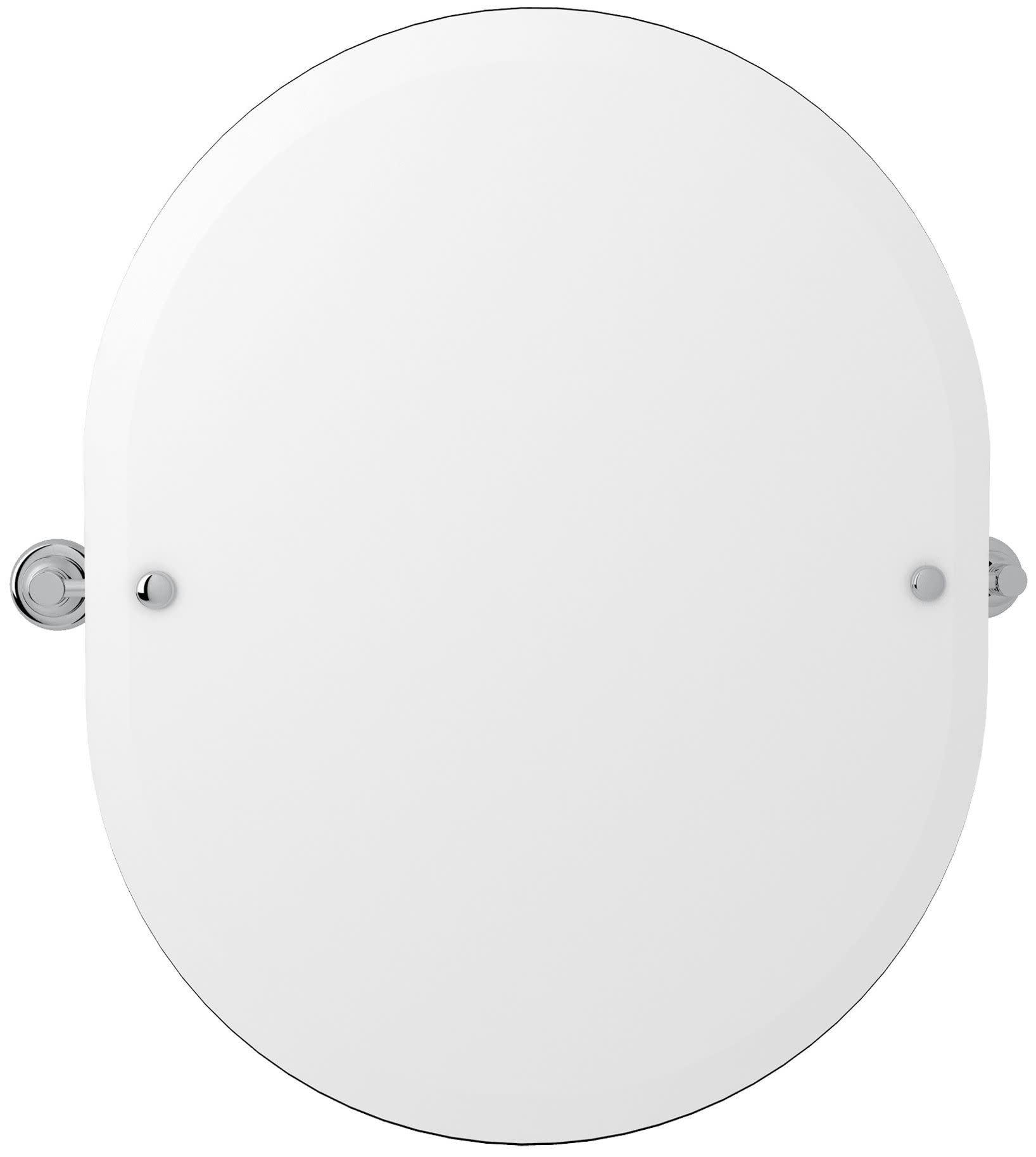 Sleek Frameless Oval Wall Mirror with Polished Chrome Finish