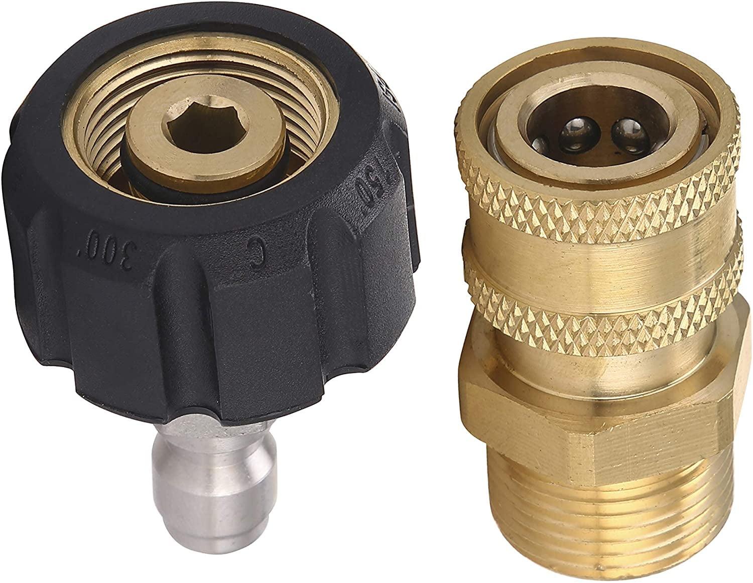 Brass and Steel Pressure Washer Adapter Set, M22 to 1/4'' Quick Connect